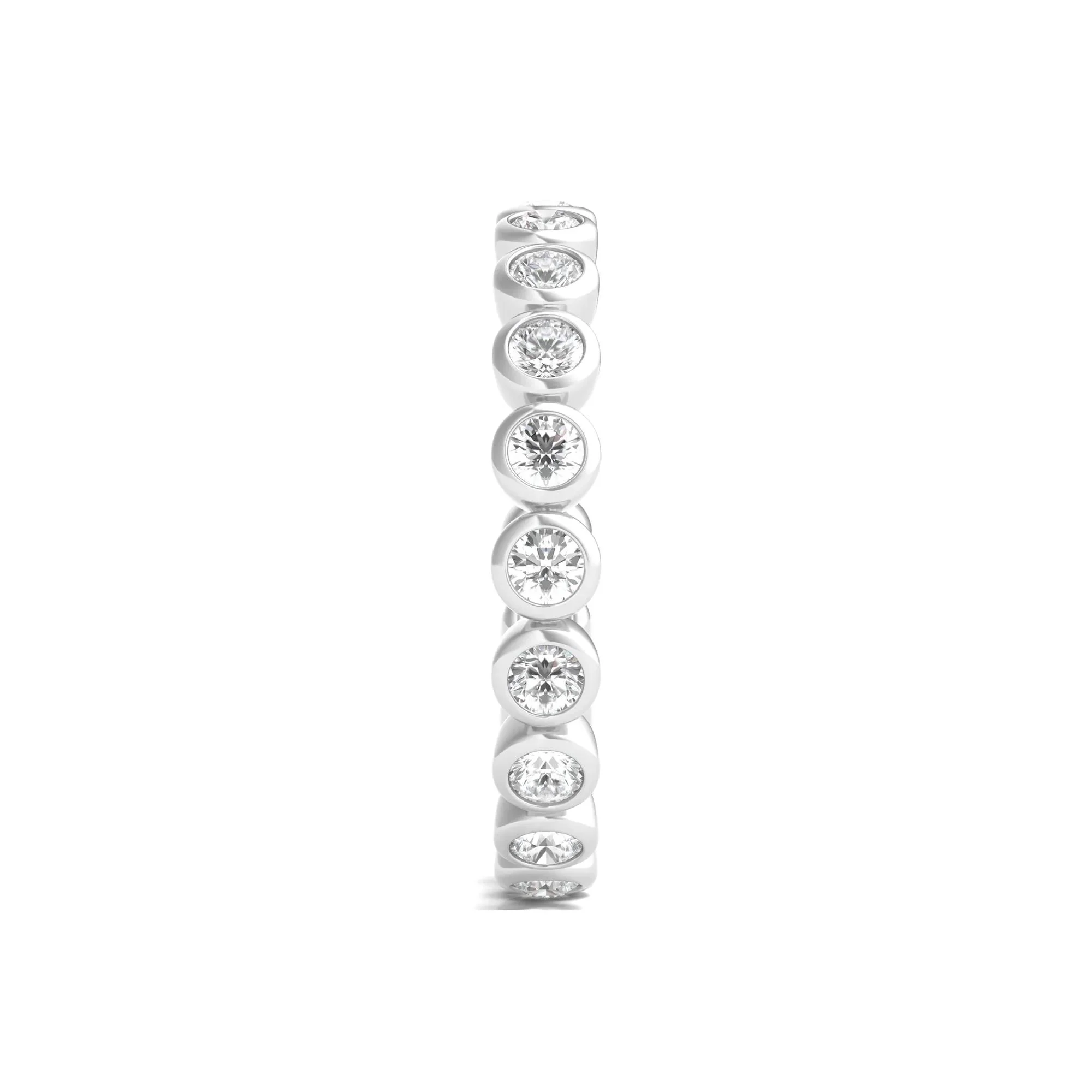 1 CT. Tw. Round Lab Grown Diamond Bezel-Set Eternity Band Ring 14K White Gold Size 8 - Image 3
