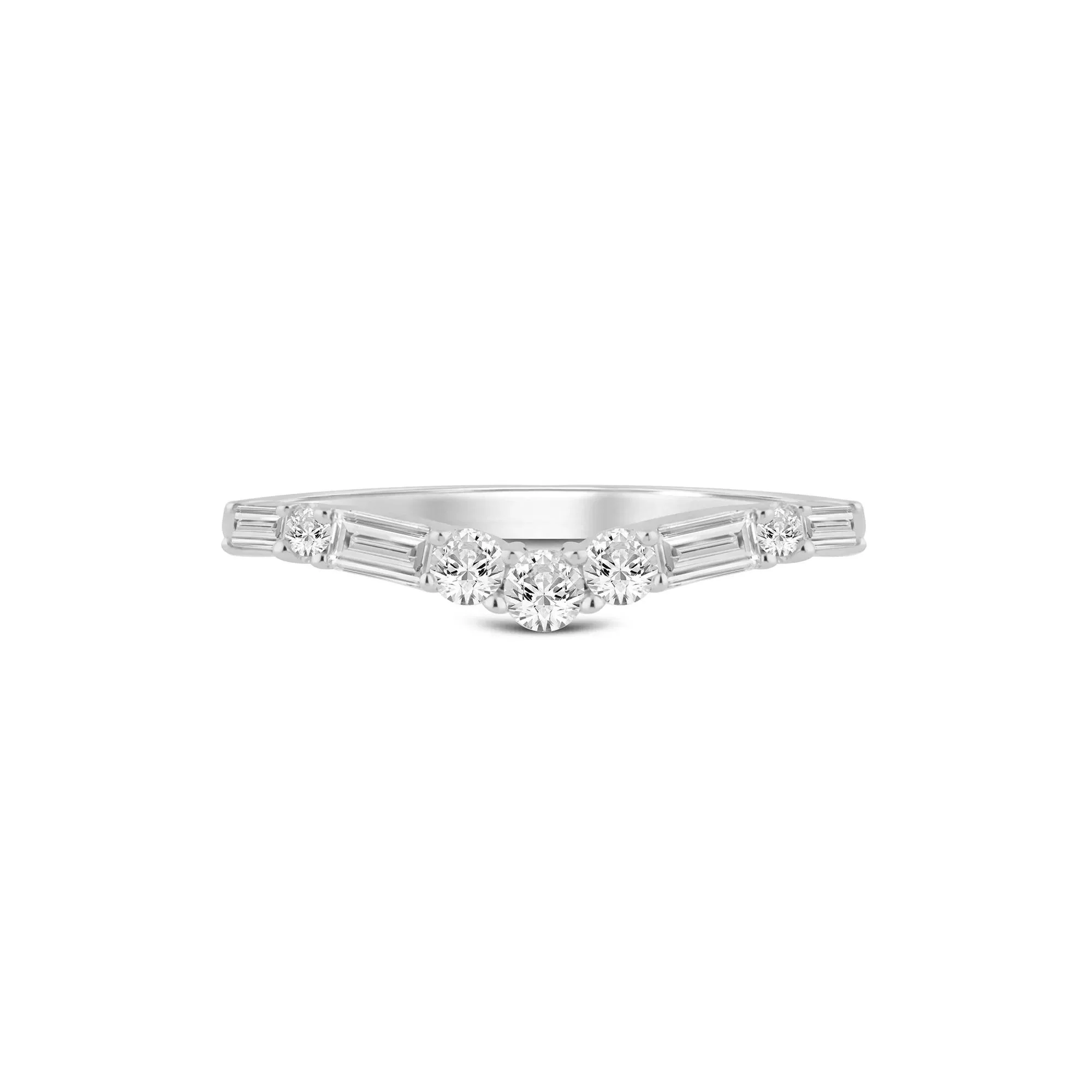 1/3 CT. Tw. Diamond Contour Band Ring 14K White Gold Round Brilliant Cut Size 6