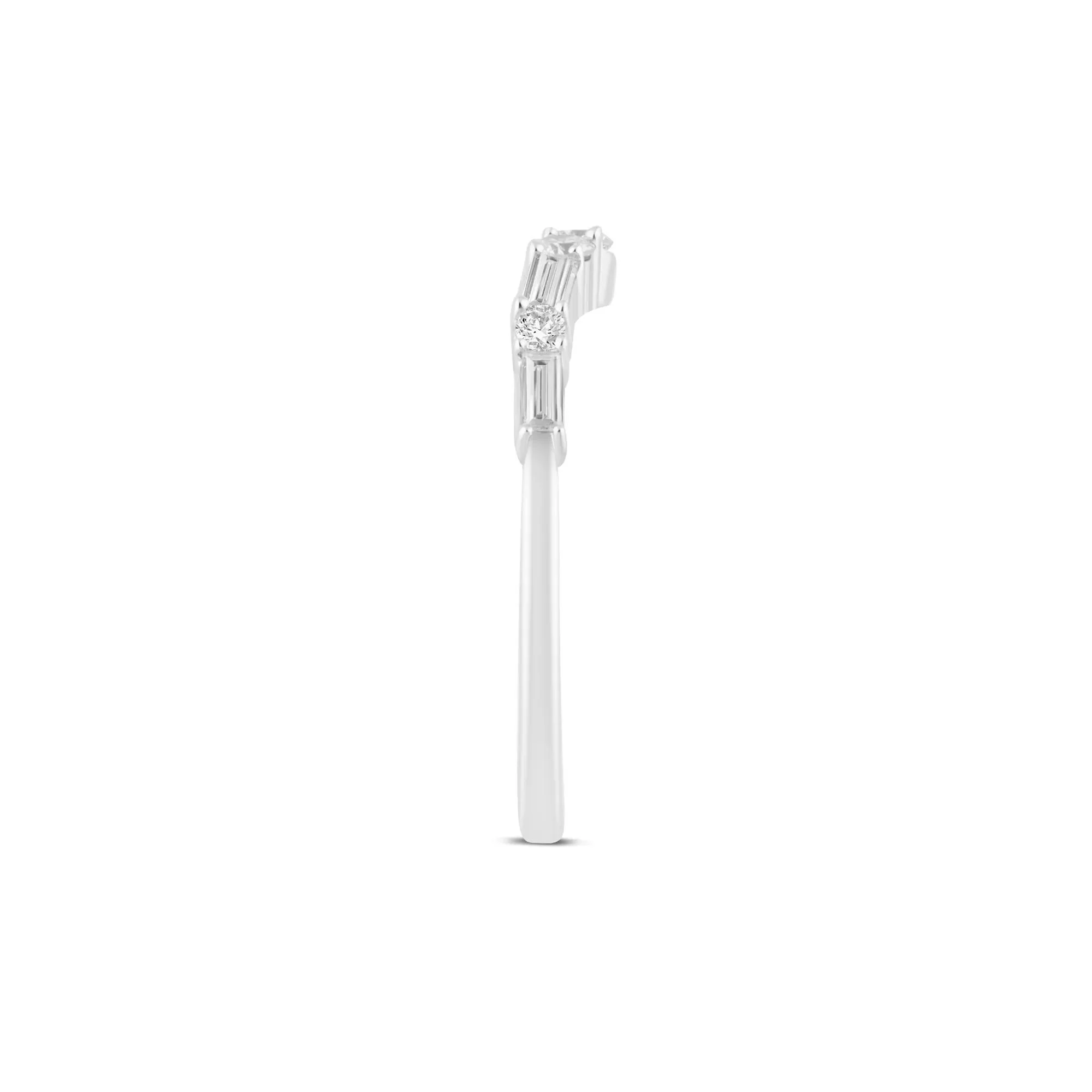 1/3 CT. Tw. Diamond Contour Band Ring 14K White Gold Round Brilliant Cut Size 6 - Image 3