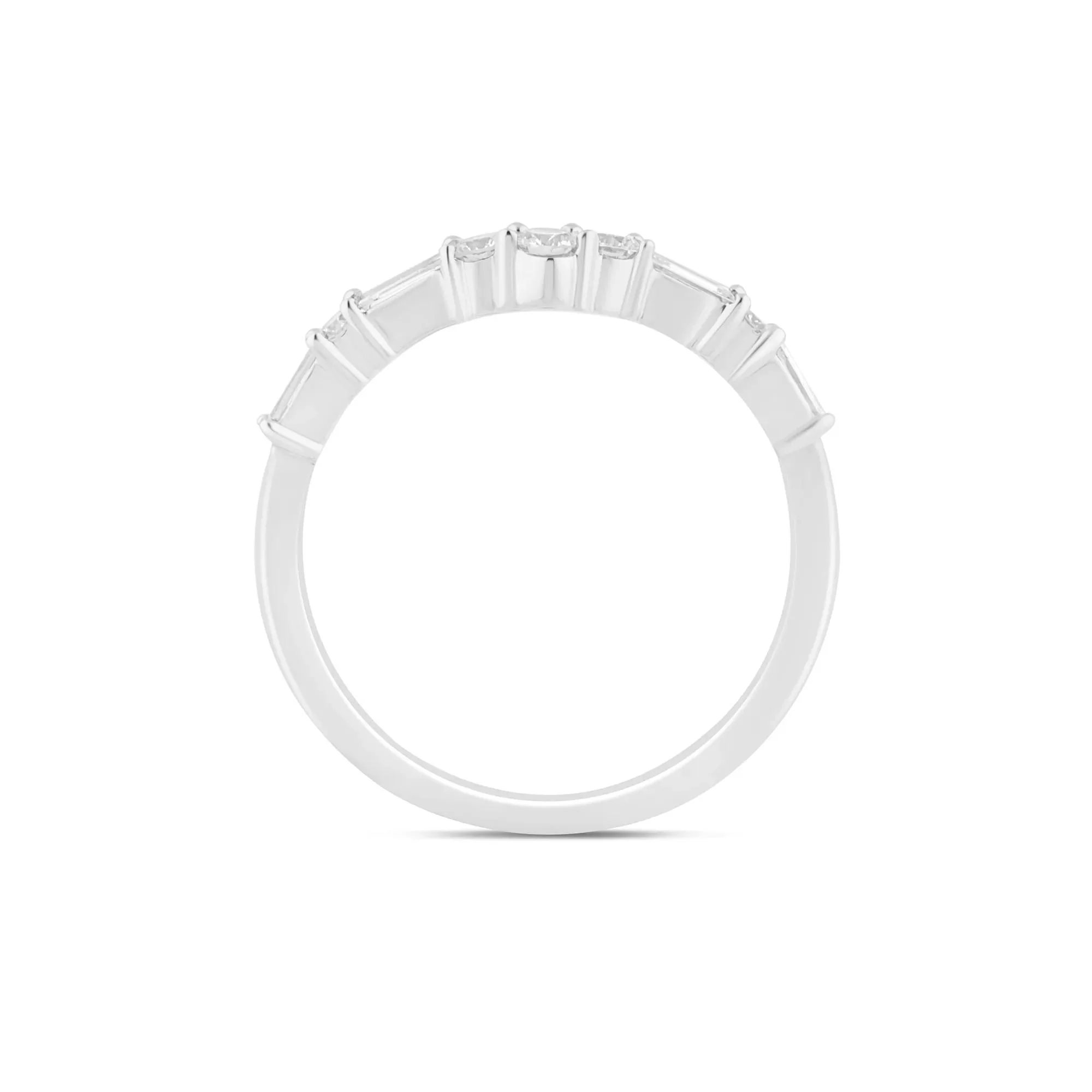 1/3 CT. Tw. Diamond Contour Band Ring 14K White Gold Round Brilliant Cut Size 8 - Image 2