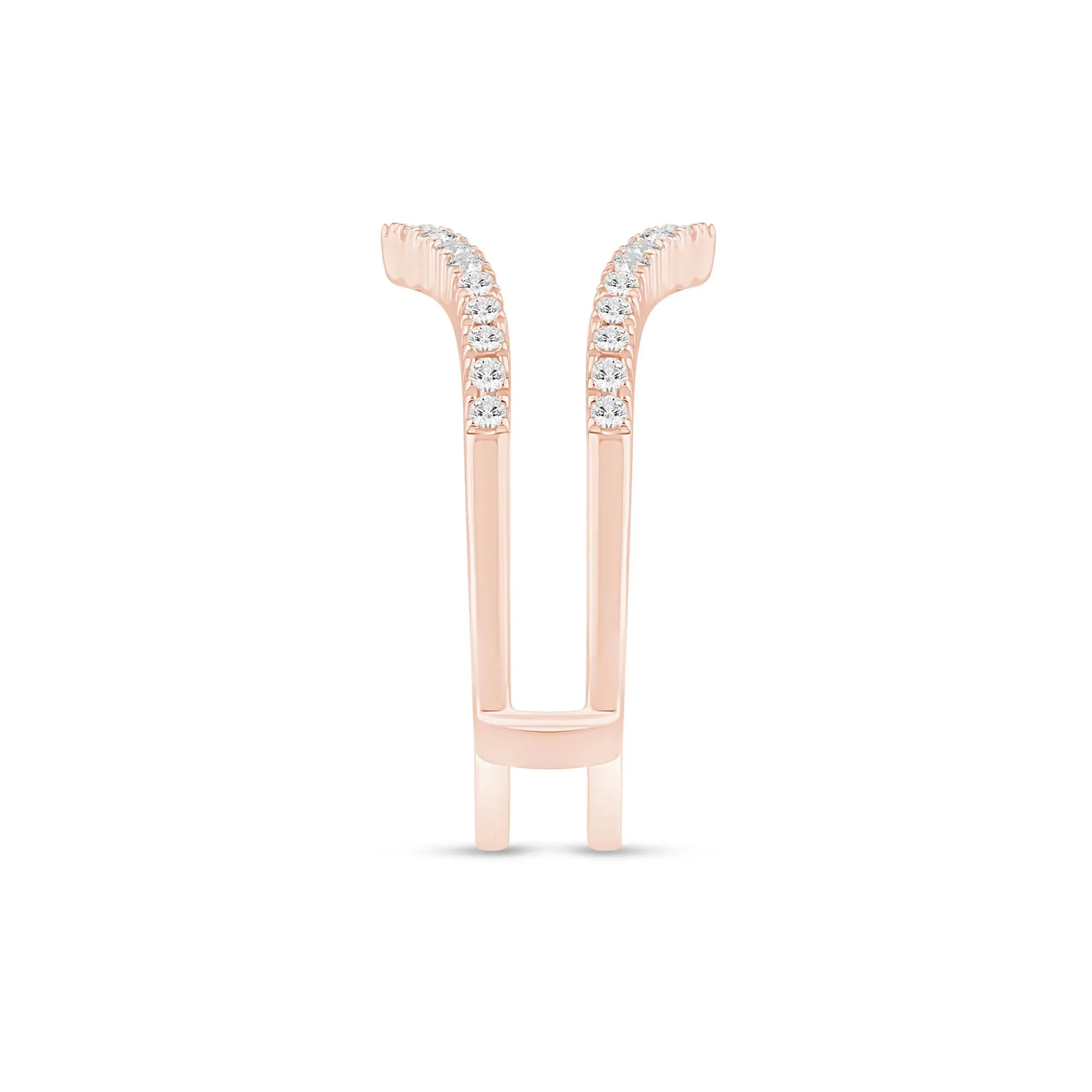 1/4 CT. Tw. Lab Grown Diamond Chevron Ring Insert 14K Rose Gold Round Brilliant Cut Size 5.5 5mm - Image 3