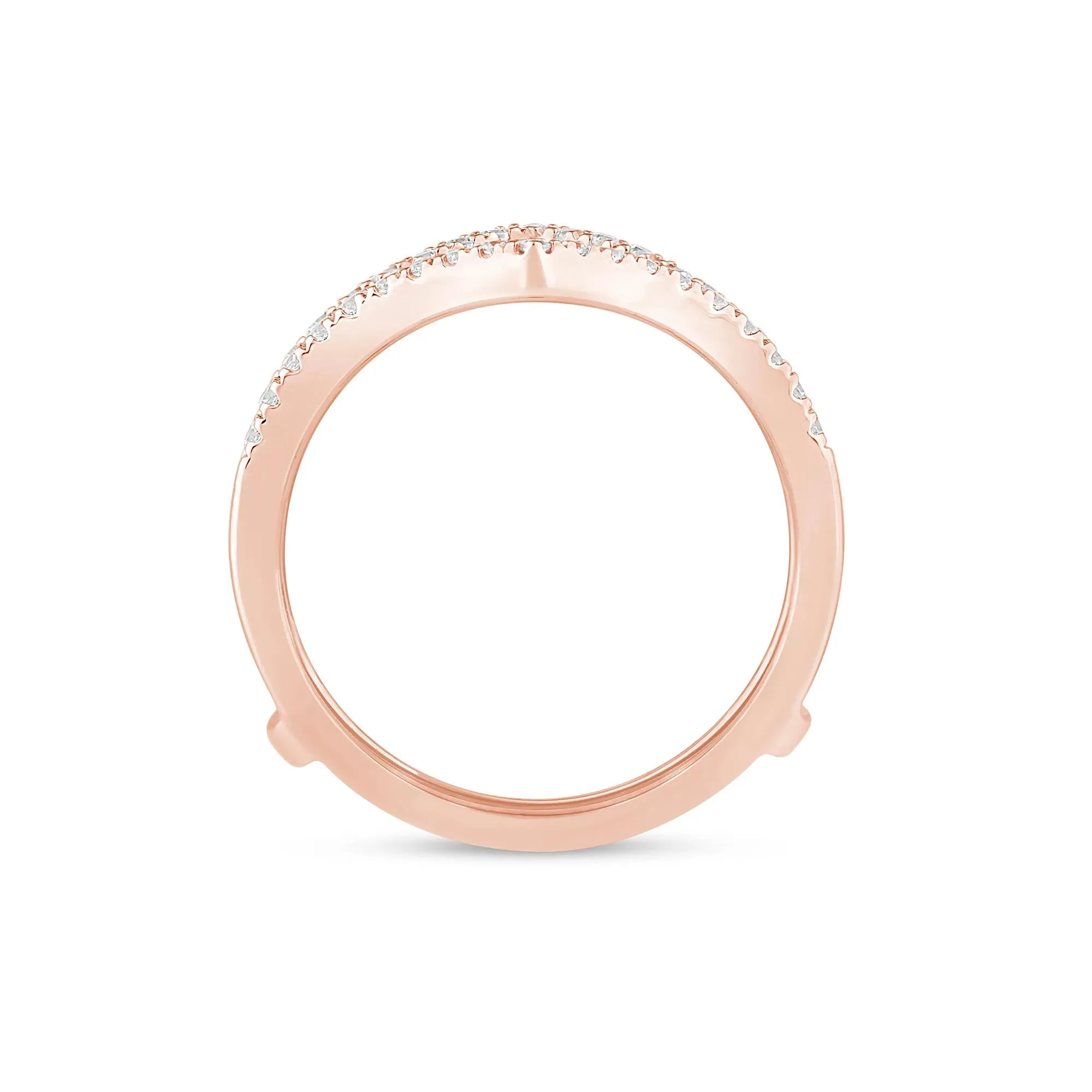 1/4 CT. Tw. Lab Grown Diamond Chevron Ring Insert 14K Rose Gold Round Brilliant Cut Size 6 5mm - Image 2