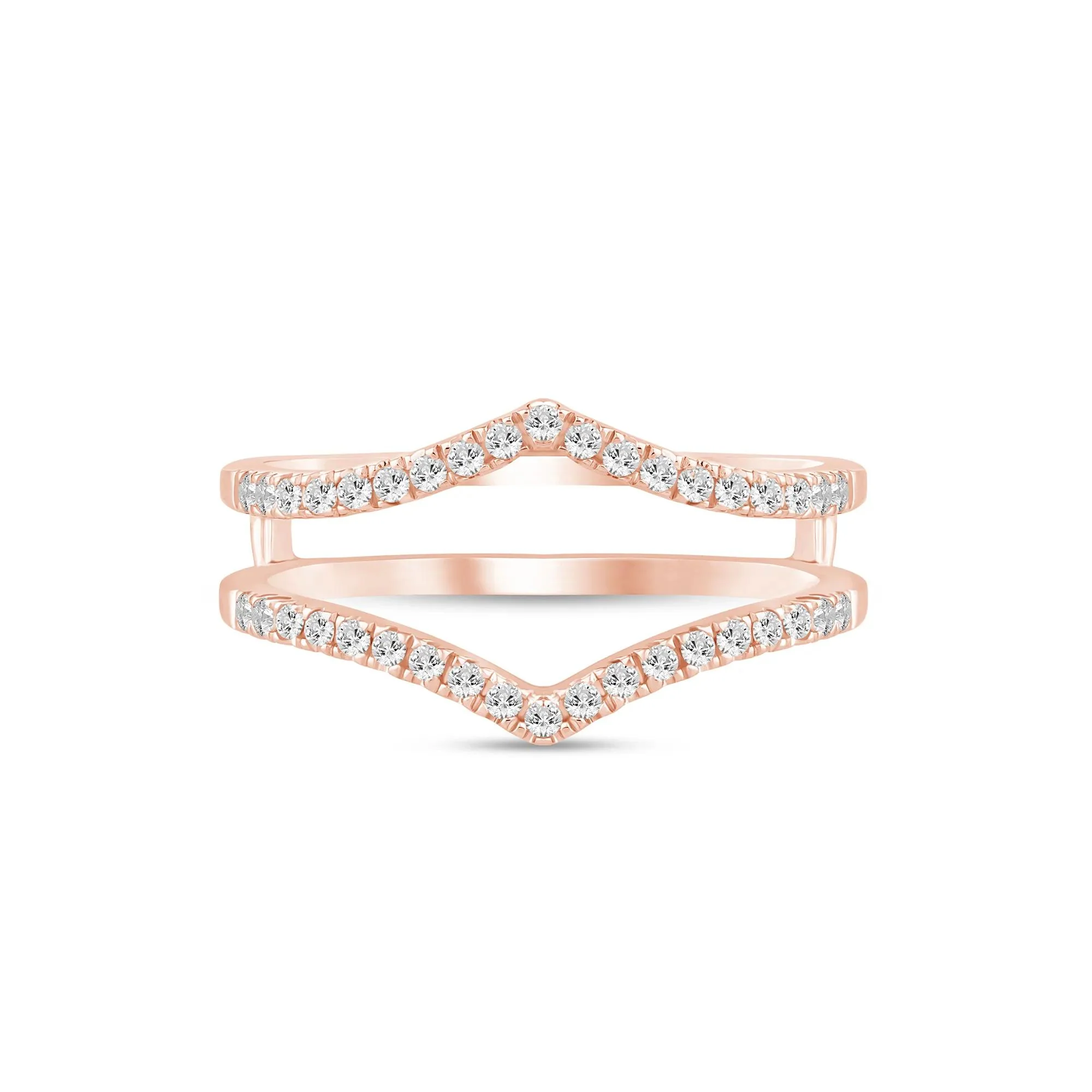 1/4 CT. Tw. Lab Grown Diamond Chevron Ring Insert 14K Rose Gold Round Brilliant Cut Size 8.5 5mm