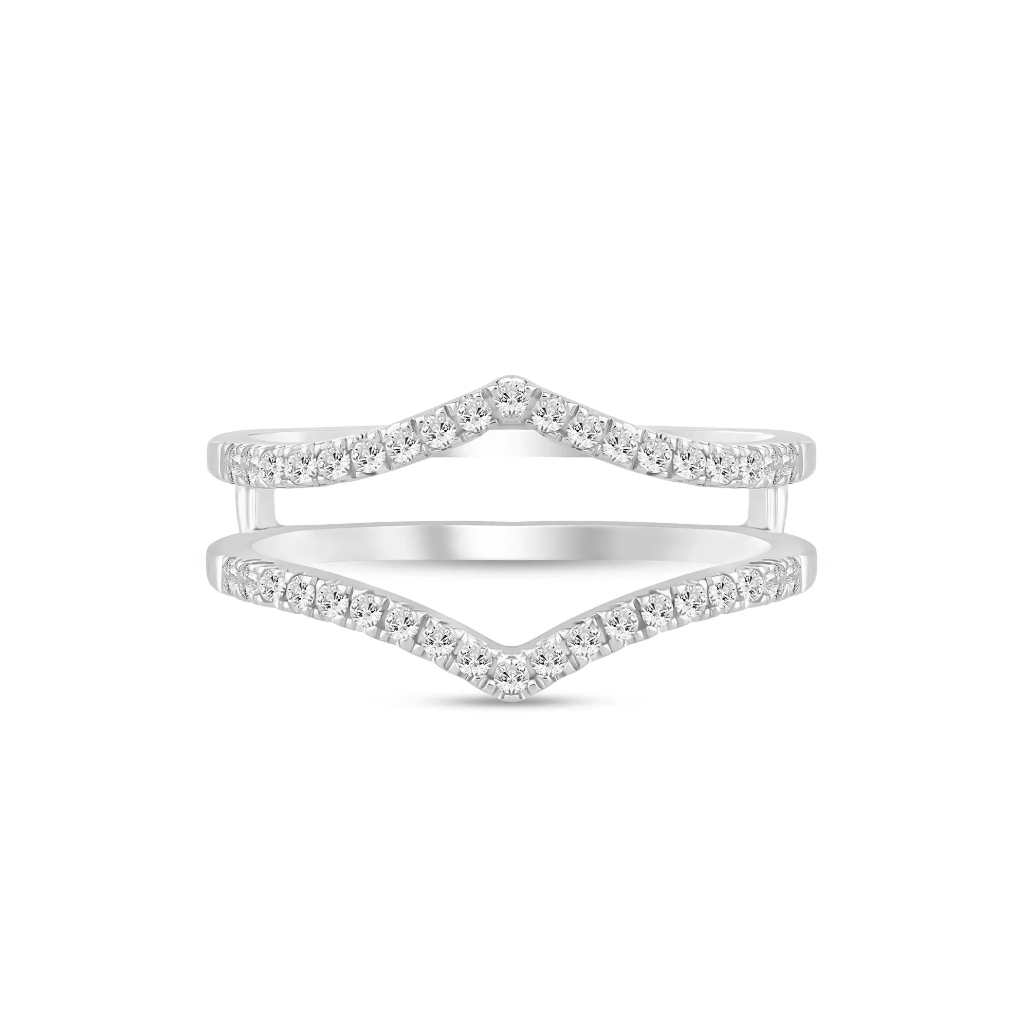1/4 CT. Tw. Lab Grown Diamond Chevron Ring Insert 14K Rose White Round Brilliant Cut Size 6.5 5mm
