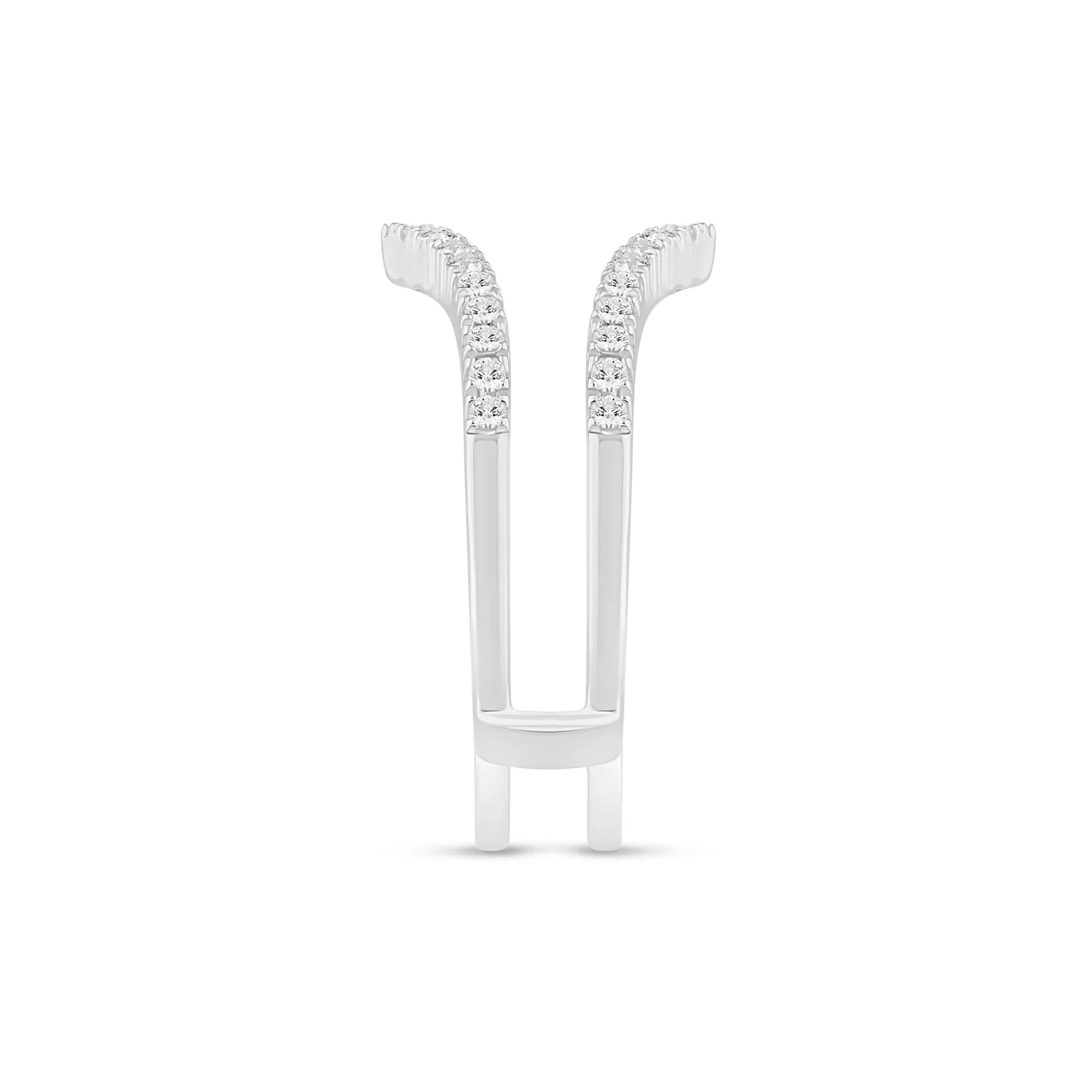 1/4 CT. Tw. Lab Grown Diamond Chevron Ring Insert 14K Rose White Round Brilliant Cut Size 7 5mm - Image 3
