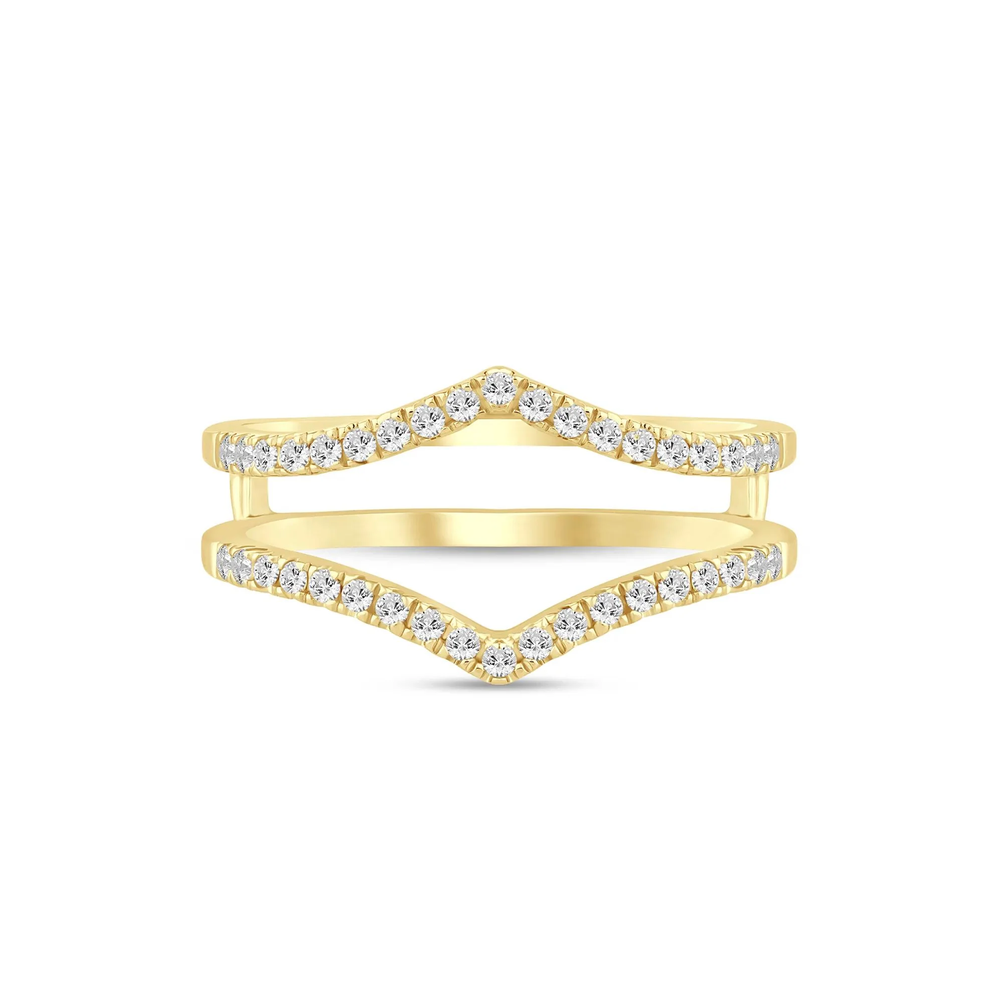 1/4 CT. Tw. Lab Grown Diamond Chevron Ring Insert 14K Yellow Gold Round Brilliant Cut Size 6.5 5mm