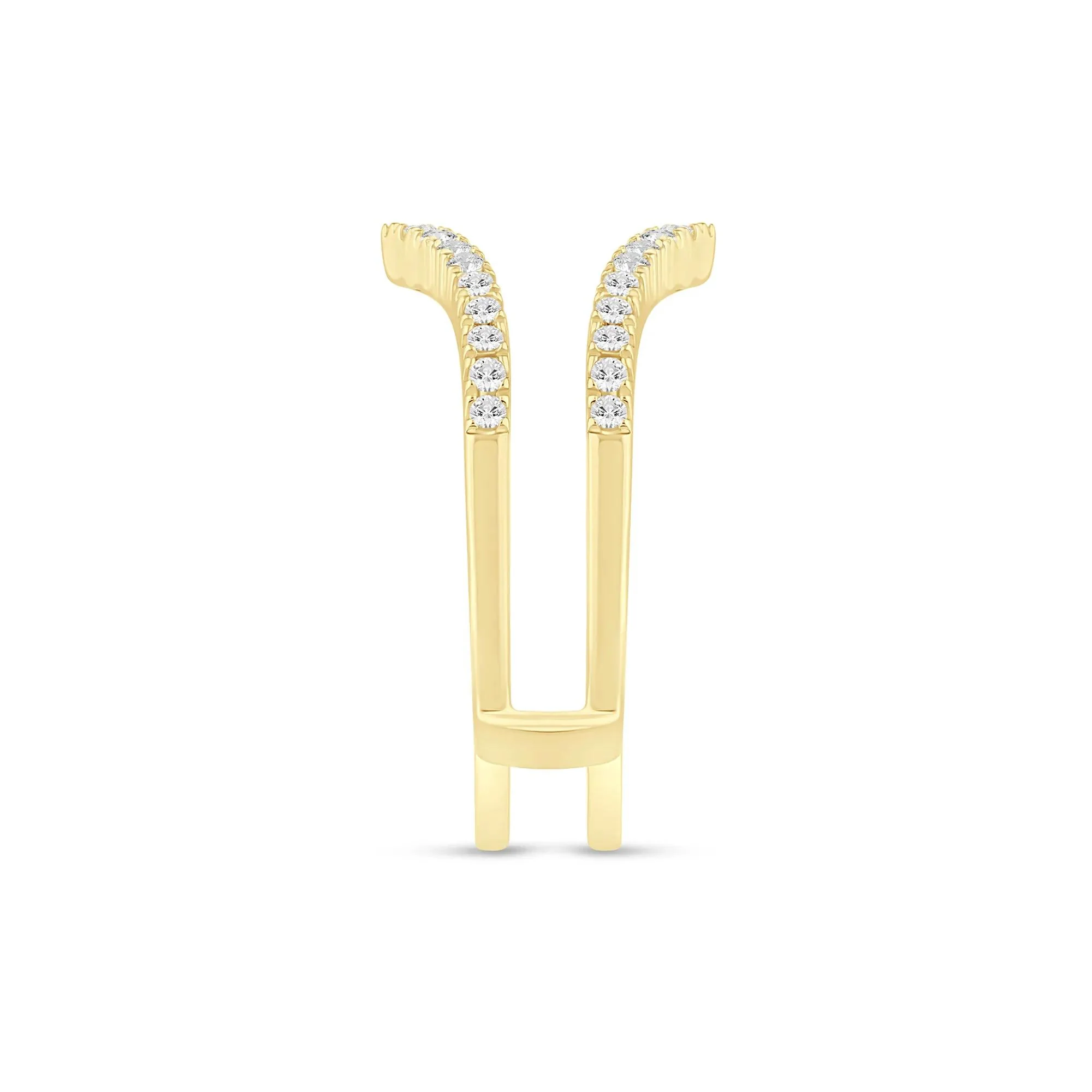 1/4 CT. Tw. Lab Grown Diamond Chevron Ring Insert 14K Yellow Gold Round Brilliant Cut Size 8 5mm - Image 3