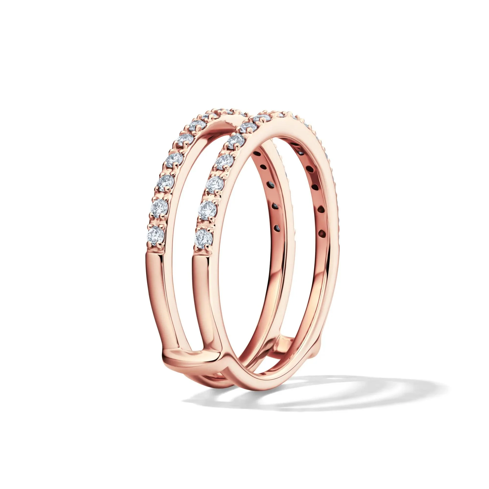 1/3 CT. Tw. Lab Grown Diamond Straight Insert 14K Rose Gold Ring Round Brilliant Cut Size 5.5 1mm - Image 3