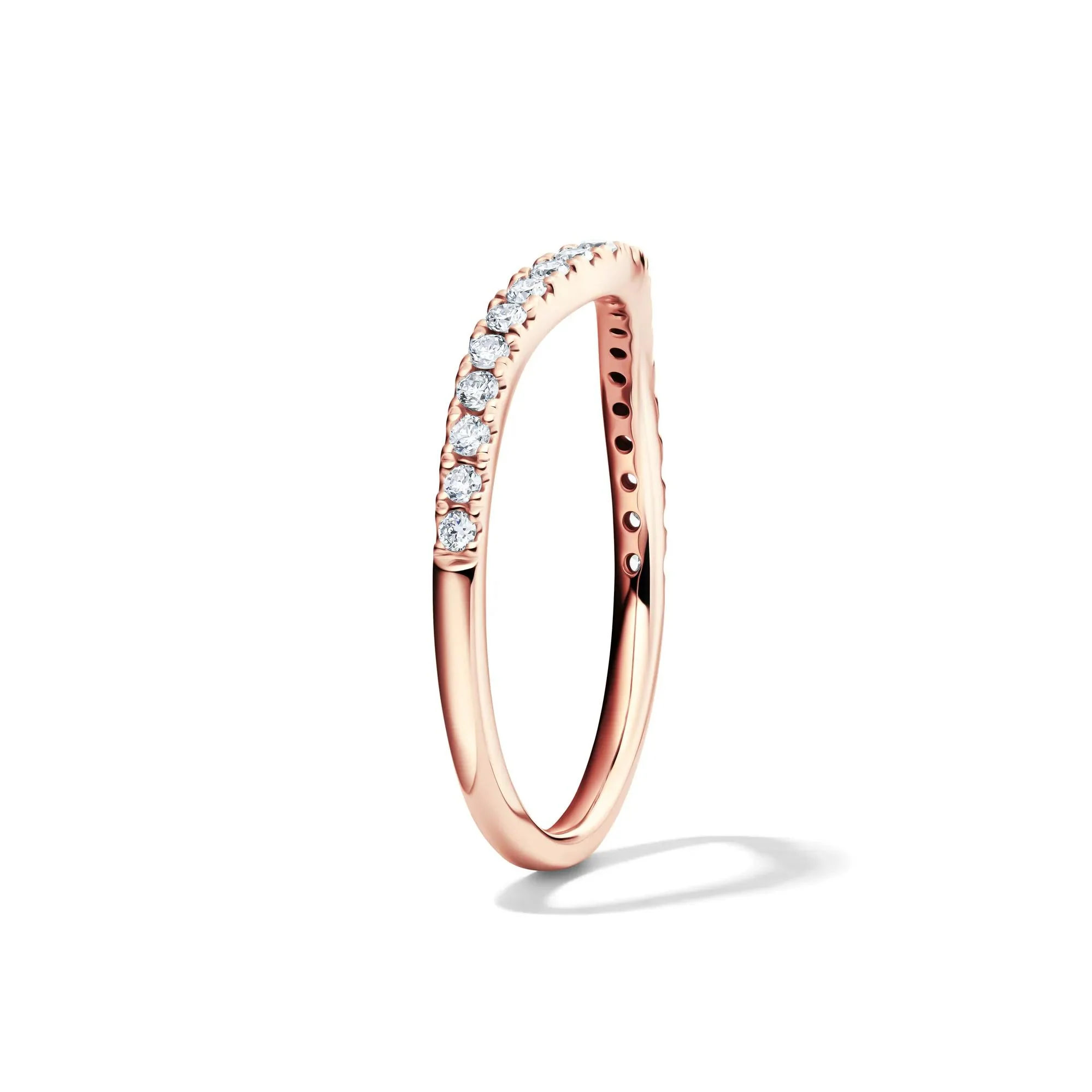 1/5 CT. Tw. Lab Grown Diamond Contour Band Ring 14K Rose Gold Size 6.5 1mm - Image 3