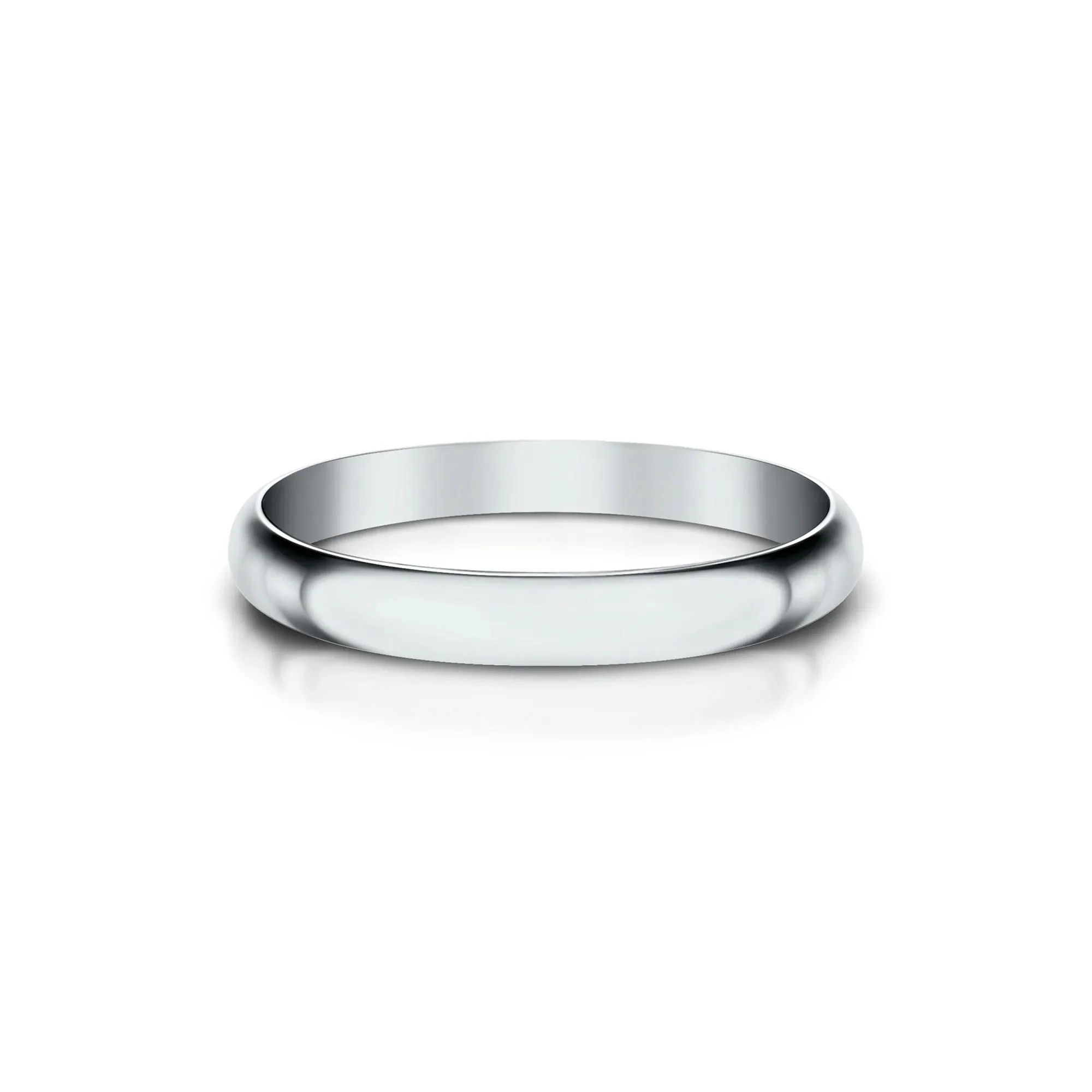 Wedding Band Ring Platinum White Size 7.5 2mm