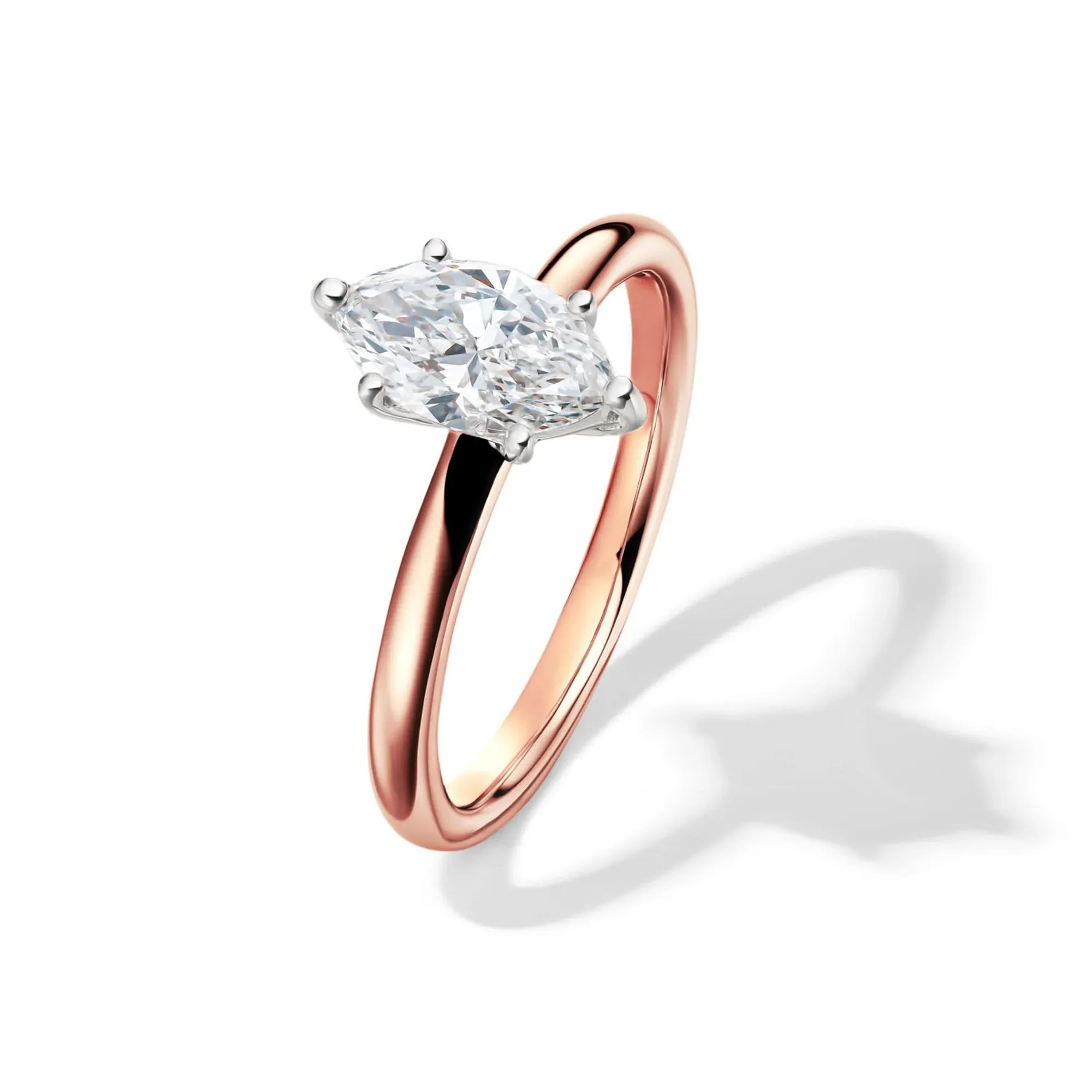 Lab Grown Diamond Solitaire Marquise Engagement Ring 14K Rose Gold (1 CT.) Size 10 2mm - Image 4