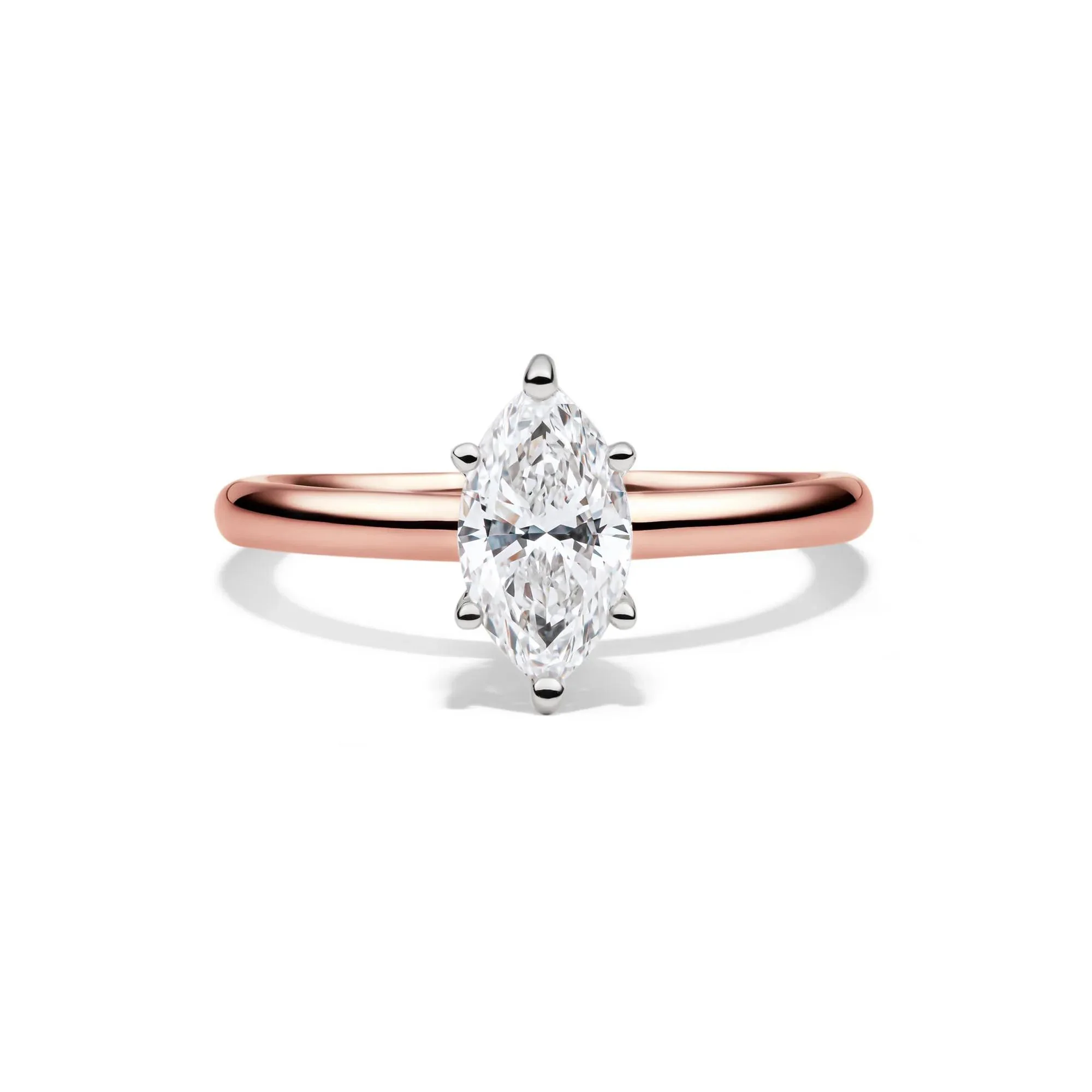 Lab Grown Diamond Solitaire Marquise Engagement Ring 14K Rose Gold (1 CT.) Size 8 2mm