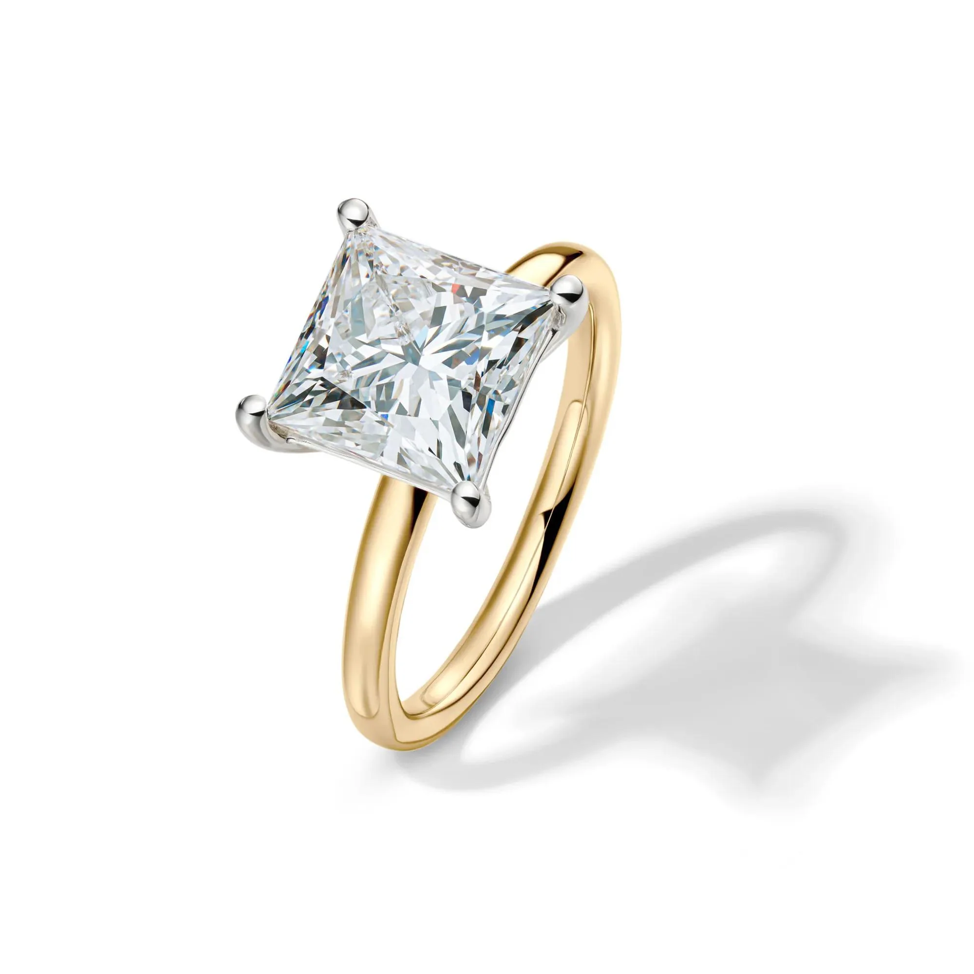 Lab Grown Diamond Princess-Cut Solitaire Engagement Ring 14K Yellow Gold (4 CT.) Size 10 2mm - Image 4