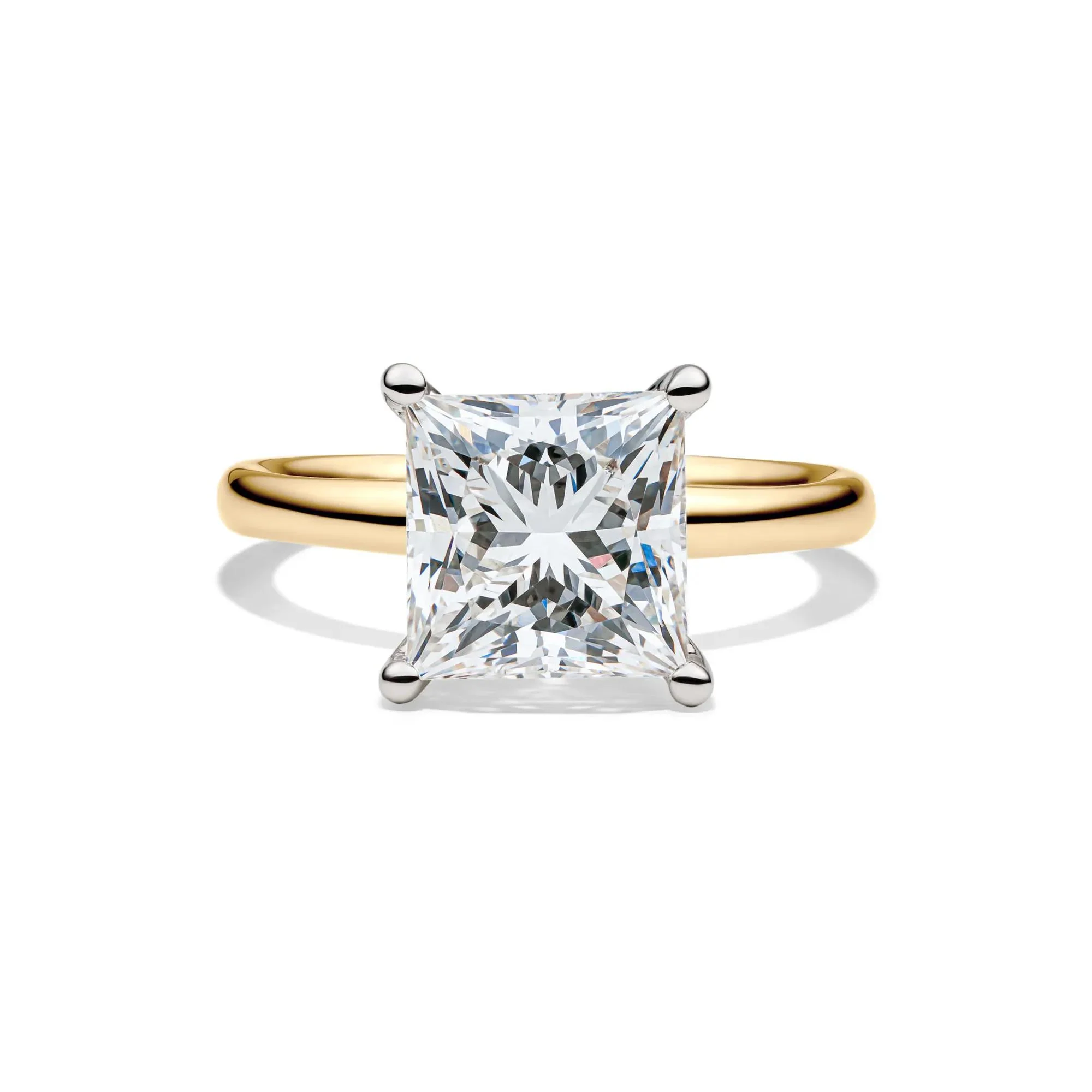 Lab Grown Diamond Princess-Cut Solitaire Engagement Ring 14K Yellow Gold (4 CT.) Size 8.5 2mm