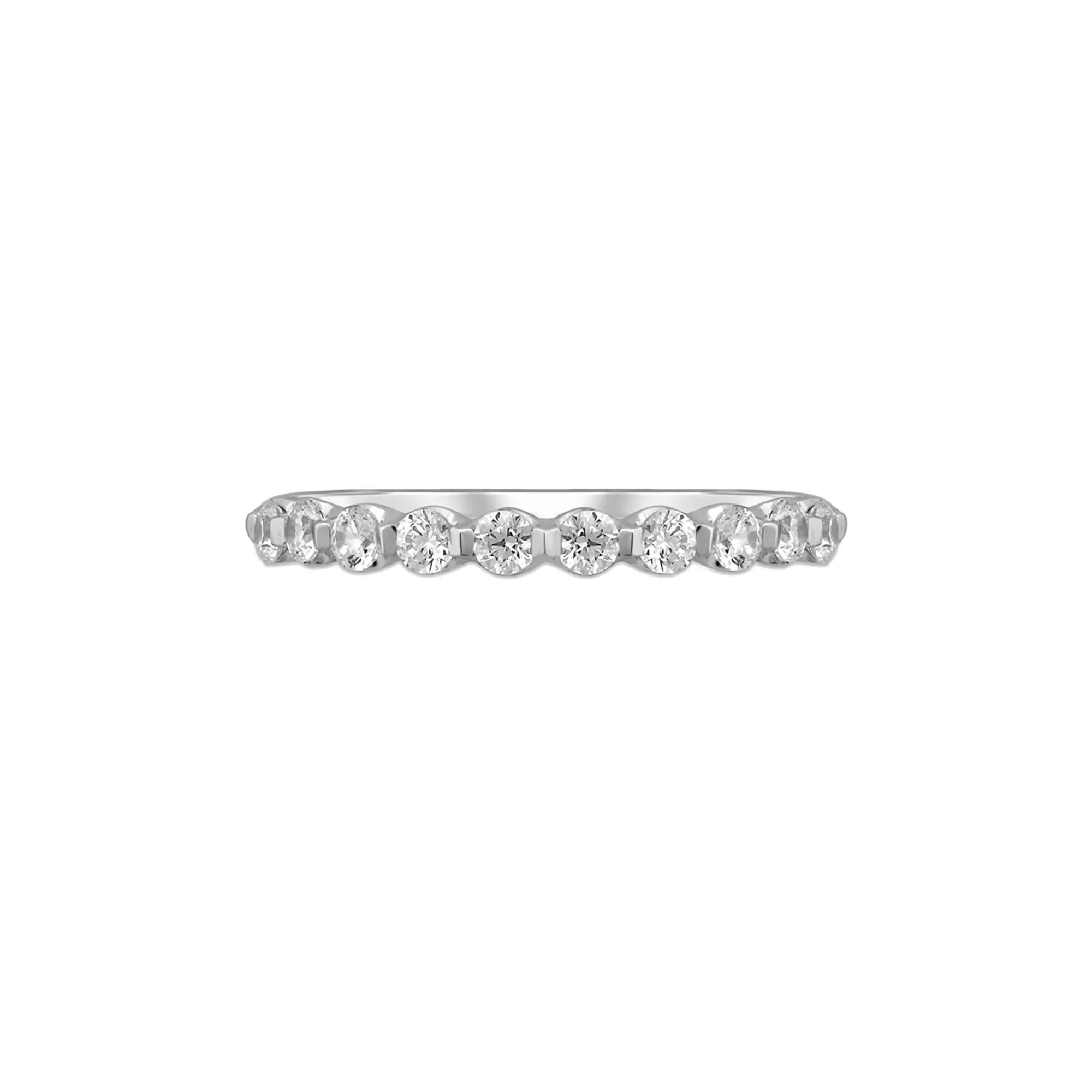 1/2 CT. Tw. Diamond Anniversary Band Ring with Shared Prongs 14K White Gold Round Brilliant Cut Size 8.5