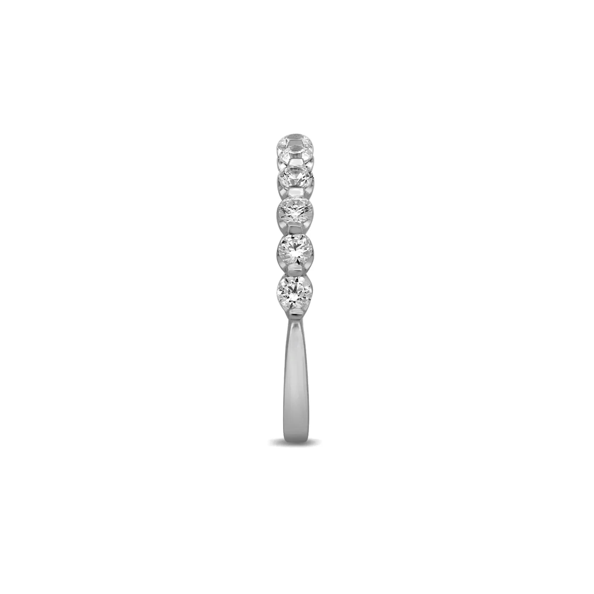 1/2 CT. Tw. Diamond Anniversary Band Ring with Shared Prongs 14K White Gold Round Brilliant Cut Size 9 - Image 2