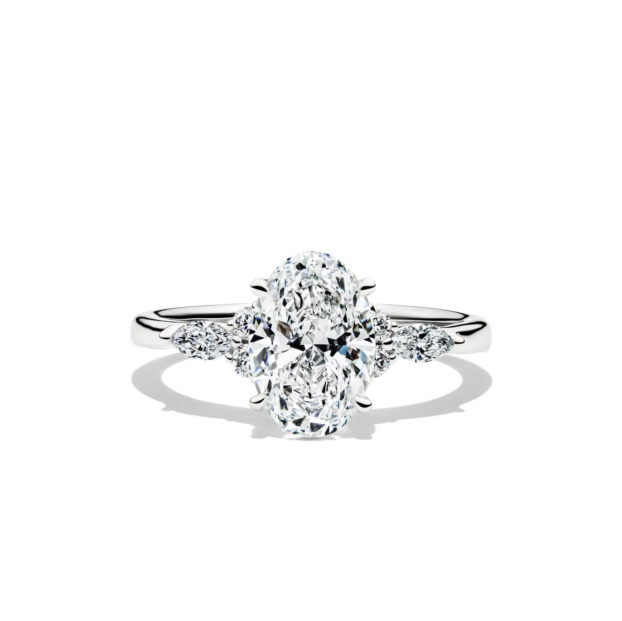 2 1/4 CT. Tw. Lab Grown Diamond Oval and Marquise Engagement Ring 14K White Gold Size 6.5 1mm