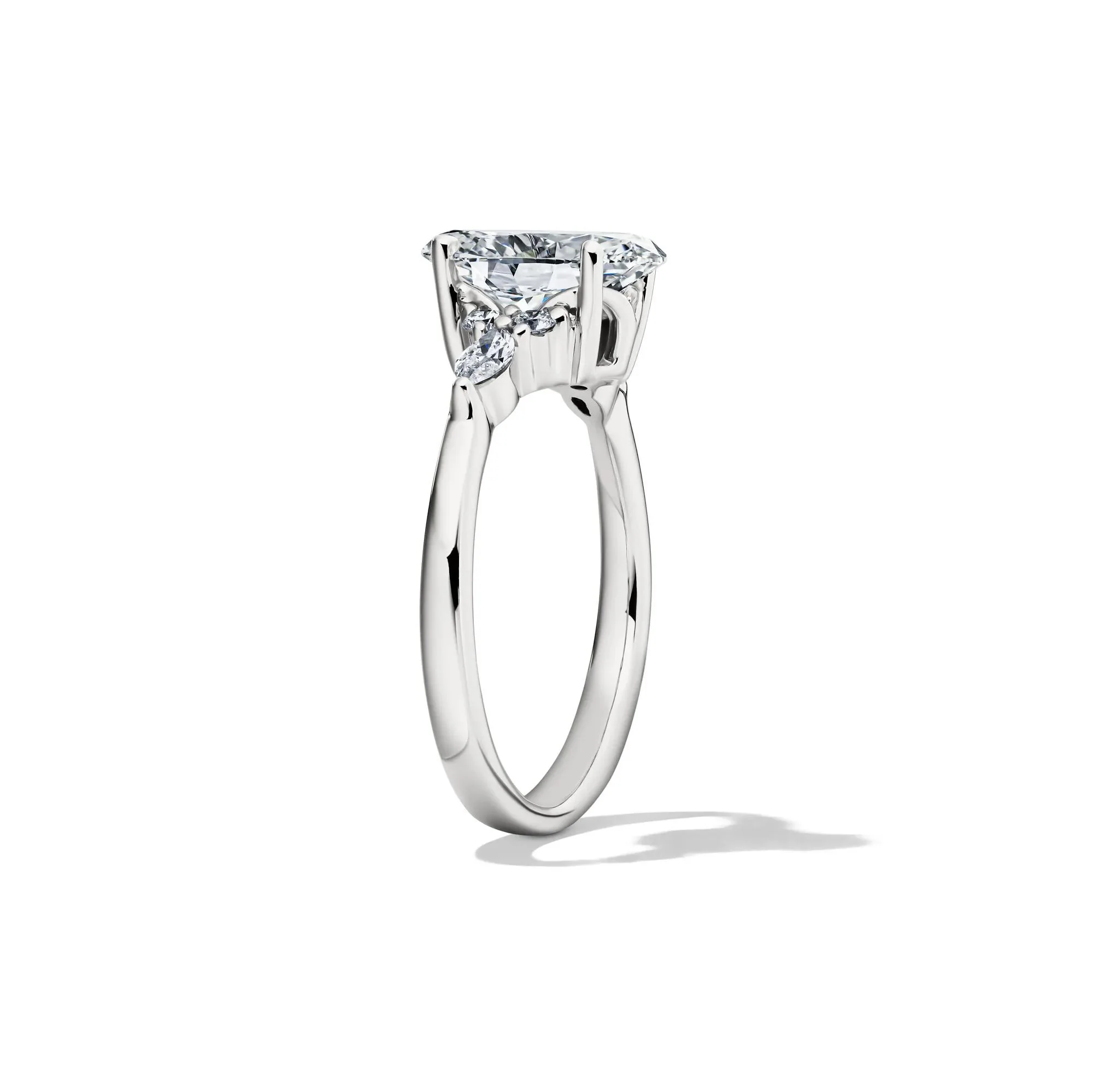 2 1/4 CT. Tw. Lab Grown Diamond Oval and Marquise Engagement Ring 14K White Gold Size 7.5 1mm - Image 3