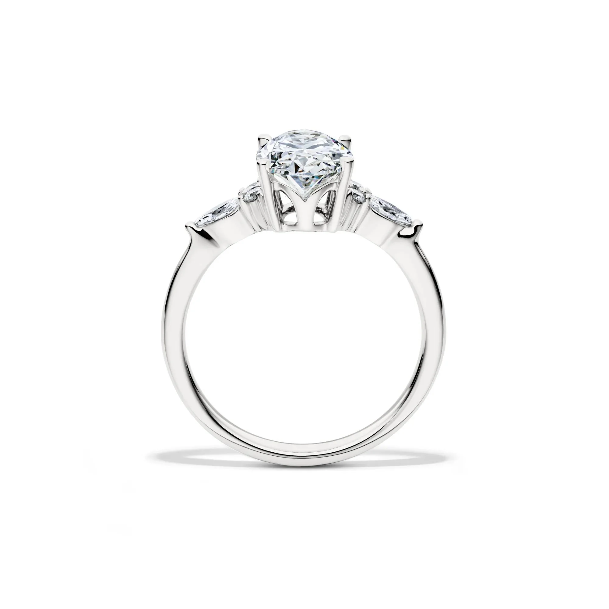 2 1/4 CT. Tw. Lab Grown Diamond Oval and Marquise Engagement Ring 14K White Gold Round Brilliant Cut Size 9 1mm - Image 2