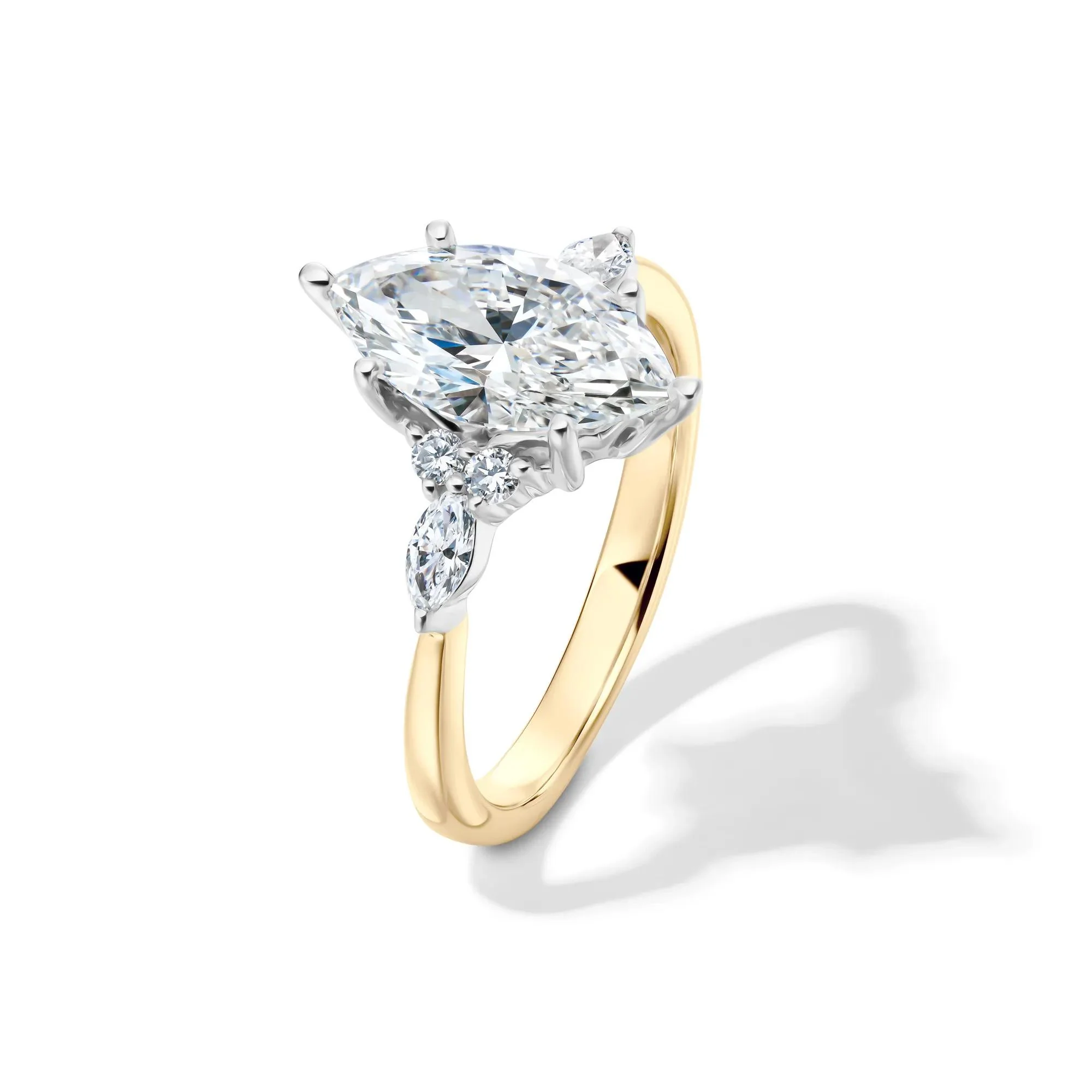 2 1/4 CT. Tw. Lab Grown Diamond Marquise-Cut Engagement Ring 14K Yellow and White Gold Size 7 1mm - Image 4