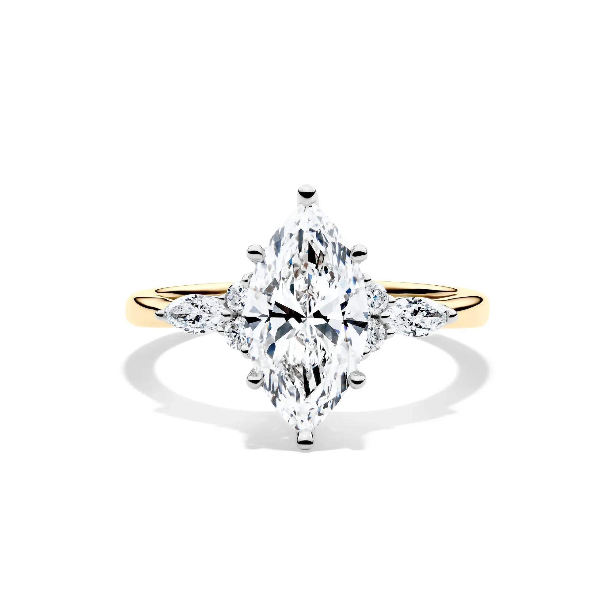 2 1/4 CT. Tw. Lab Grown Diamond Marquise-Cut Engagement Ring 14K Yellow and White Gold Size 7.5 1mm