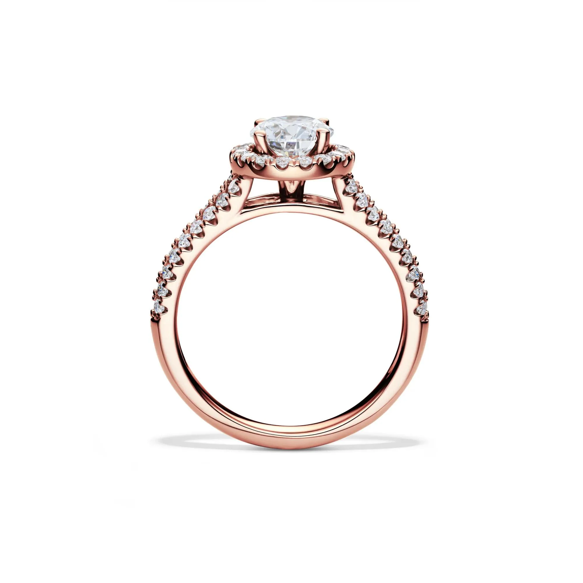 1/2 CT. Tw. Lab Grown Diamond Halo Engagement Ring 14K Rose Gold Round Brilliant Cut Size 7.5 - Image 2