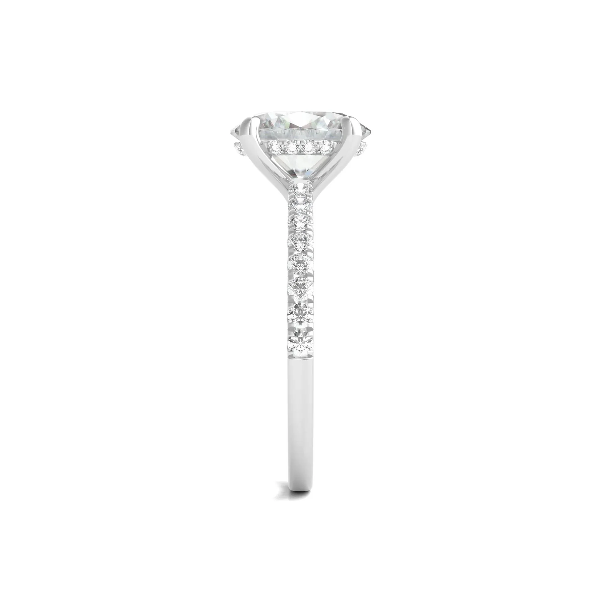 3 1/2 CT. Tw. Lab Grown Diamond Oval Bridal Set 14K White Gold Ring Round Brilliant Cut Size 5 - Image 3