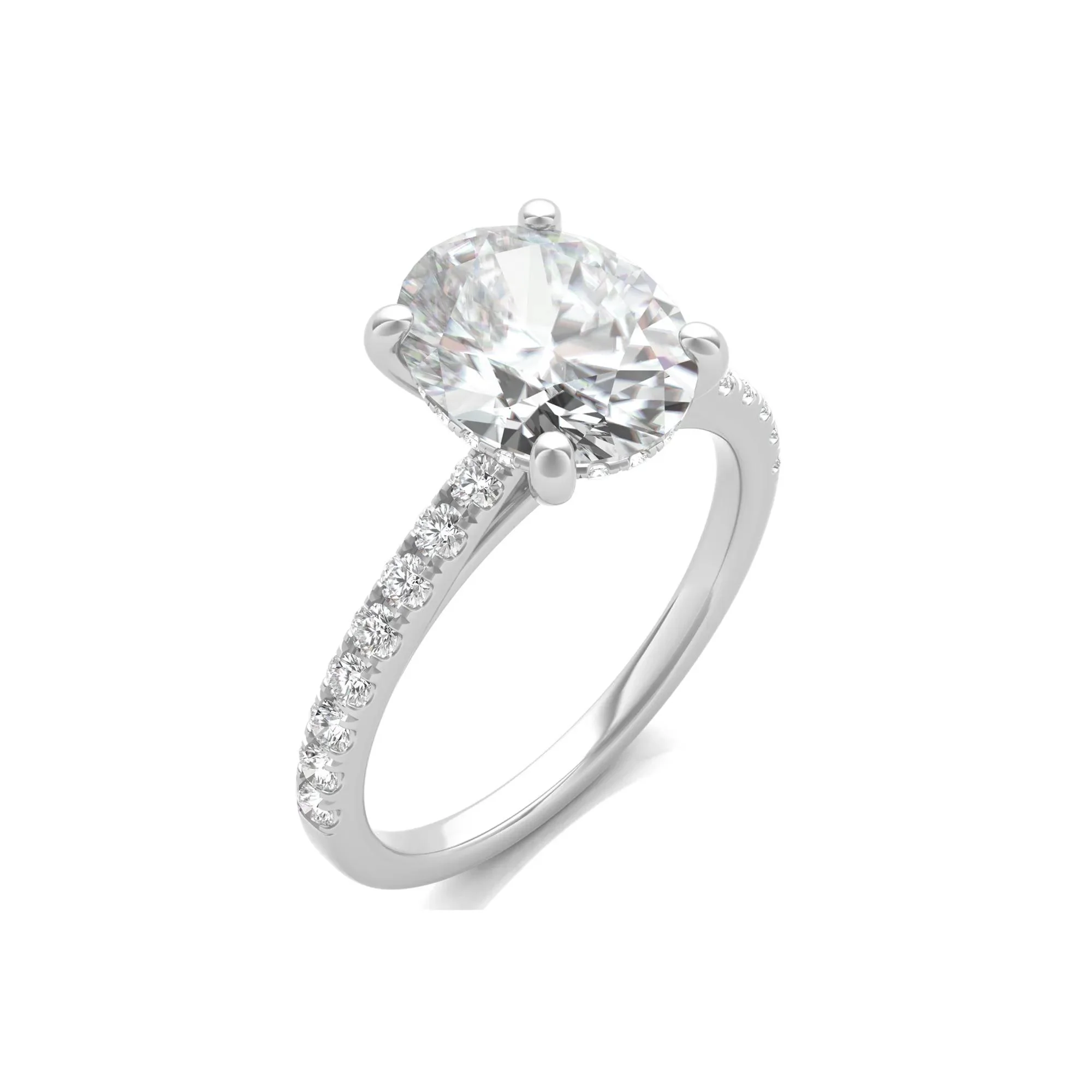 3 1/2 CT. Tw. Lab Grown Diamond Oval Bridal Set 14K White Gold Ring Round Brilliant Cut Size 7 - Image 5