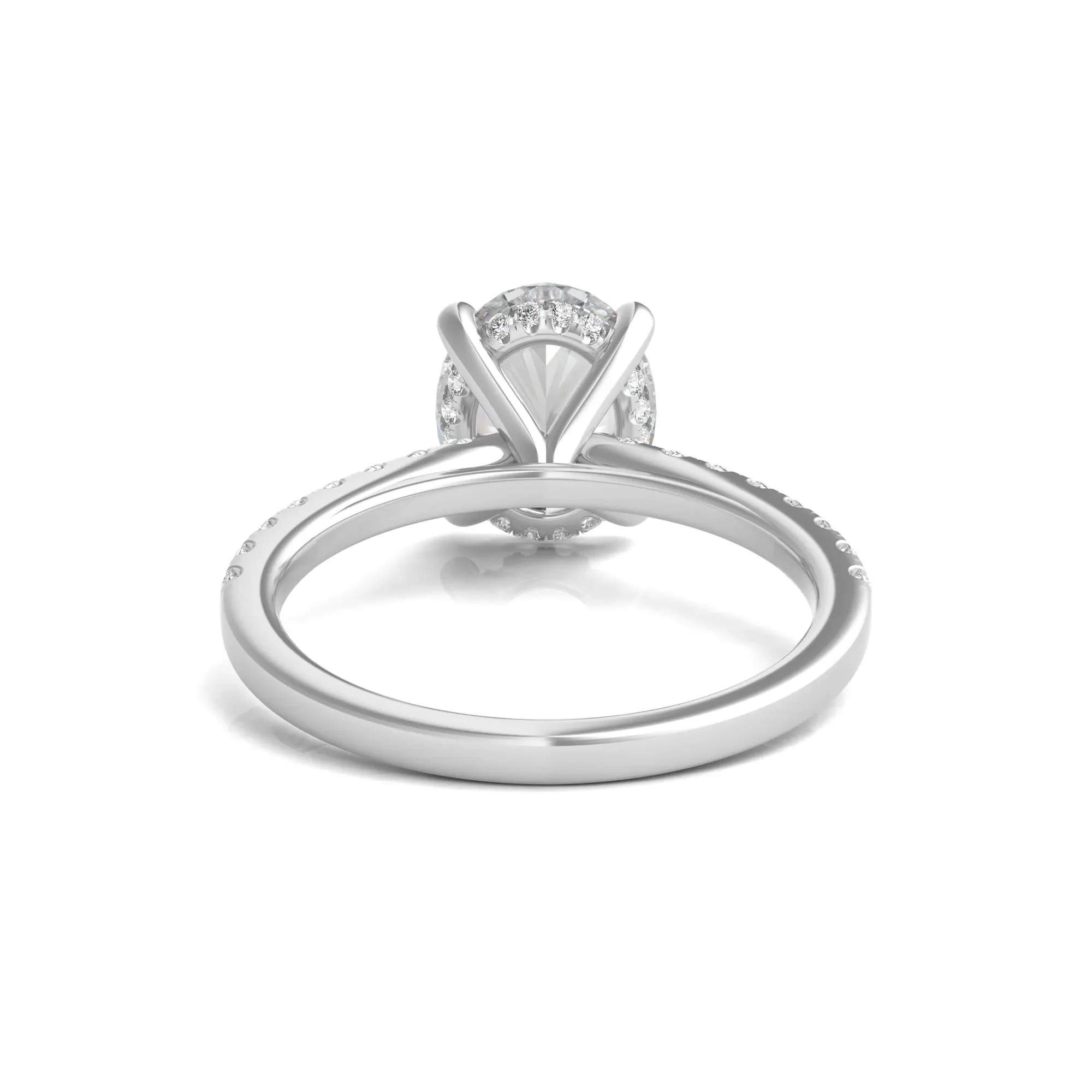 3 1/2 CT. Tw. Lab Grown Diamond Oval Bridal Set 14K White Gold Ring Round Brilliant Cut Size 9 - Image 4