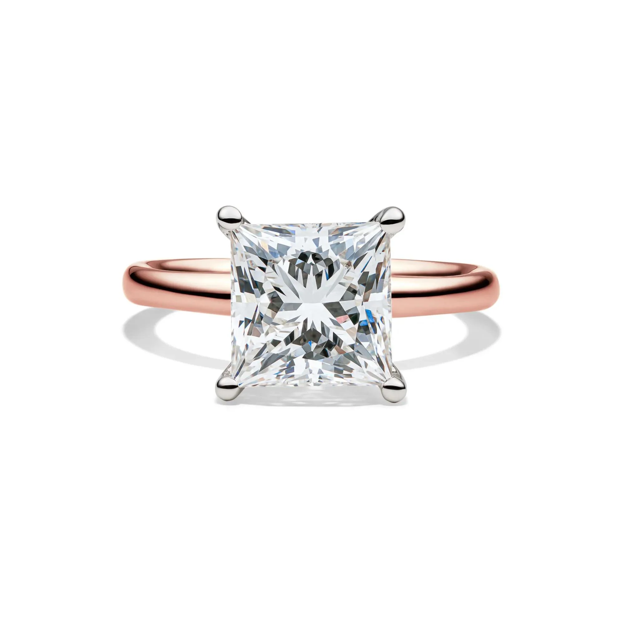 Lab Grown Diamond Princess-Cut Solitaire Engagement Ring 14K Rose Gold (4 CT.) Size 7.5 2mm