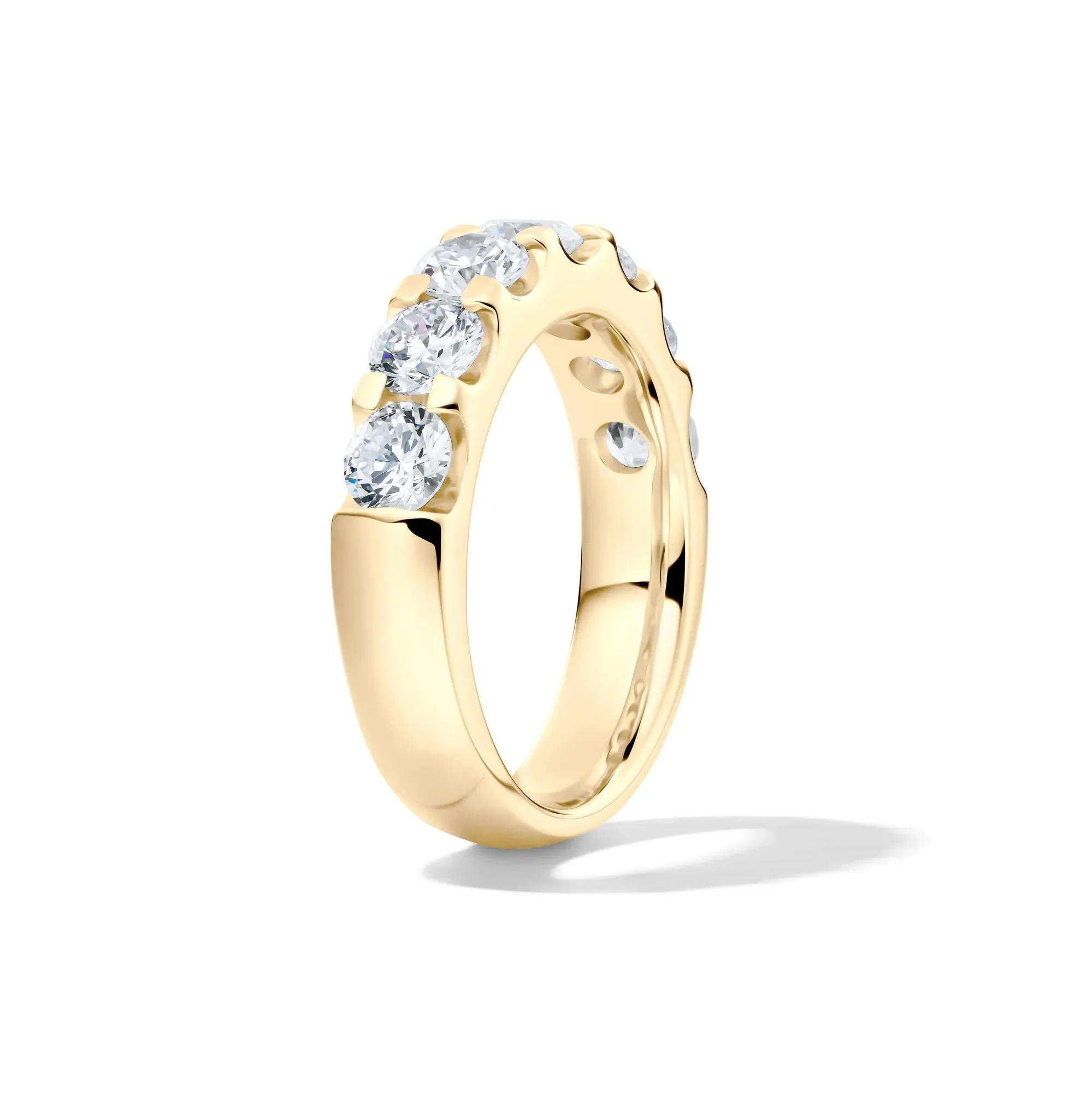 2 CT. Tw. Lab Grown Diamond Seven-Stone Anniversary Band Ring 14K Yellow Gold Round Brilliant Cut Size 5.5 4.5mm - Image 3