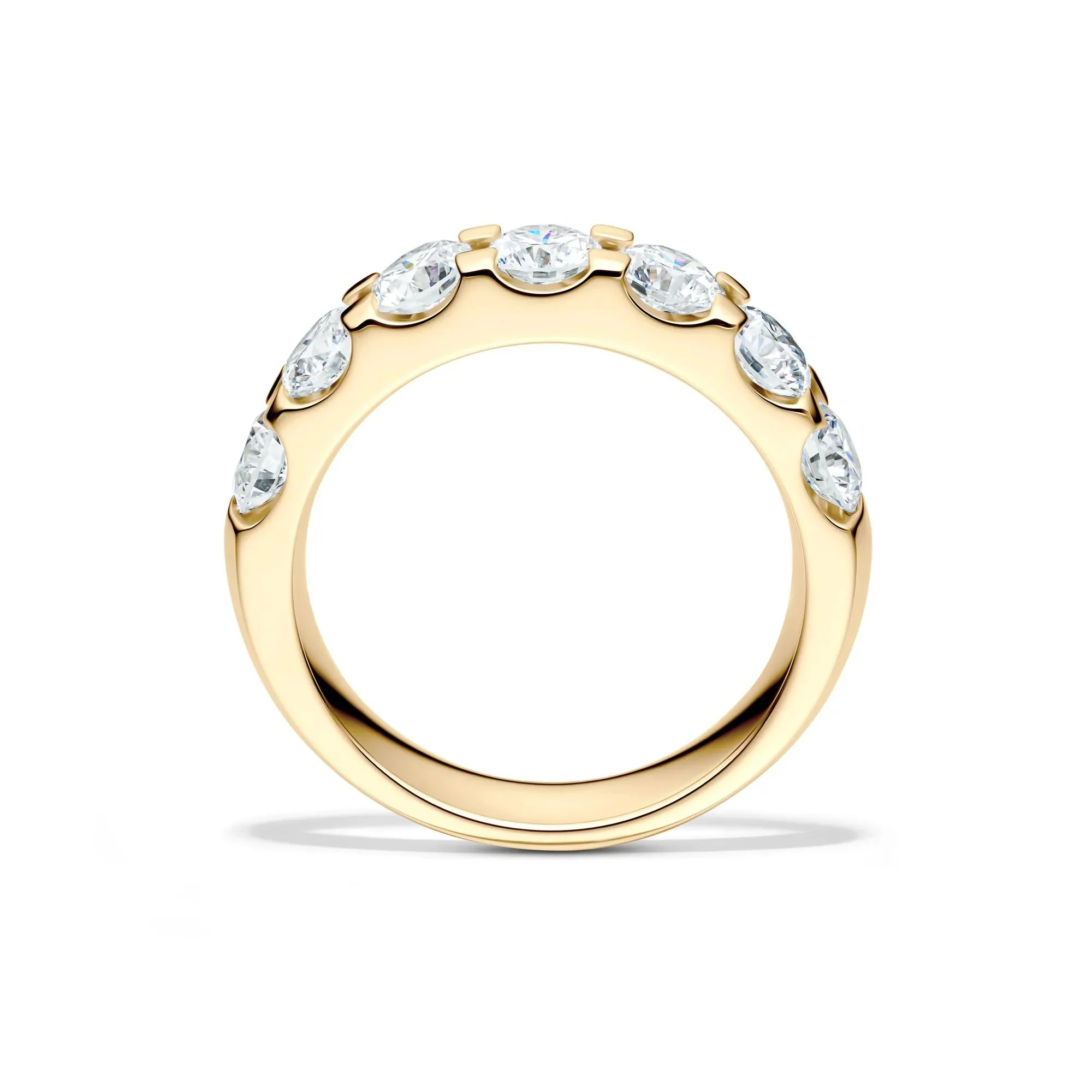 2 CT. Tw. Lab Grown Diamond Seven-Stone Anniversary Band Ring 14K Yellow Gold Round Brilliant Cut Size 9 4.5mm - Image 2