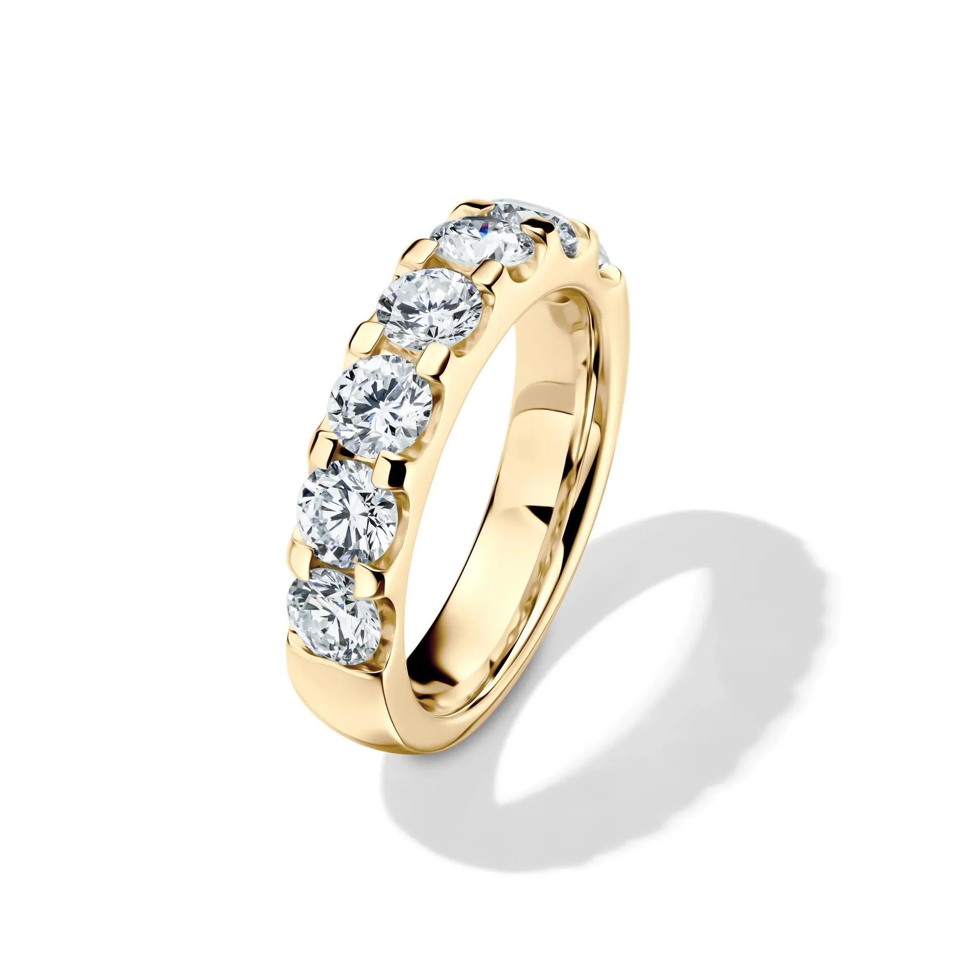 2 CT. Tw. Lab Grown Diamond Seven-Stone Anniversary Band Ring 14K Yellow Gold Round Brilliant Cut Size 9 4.5mm - Image 4