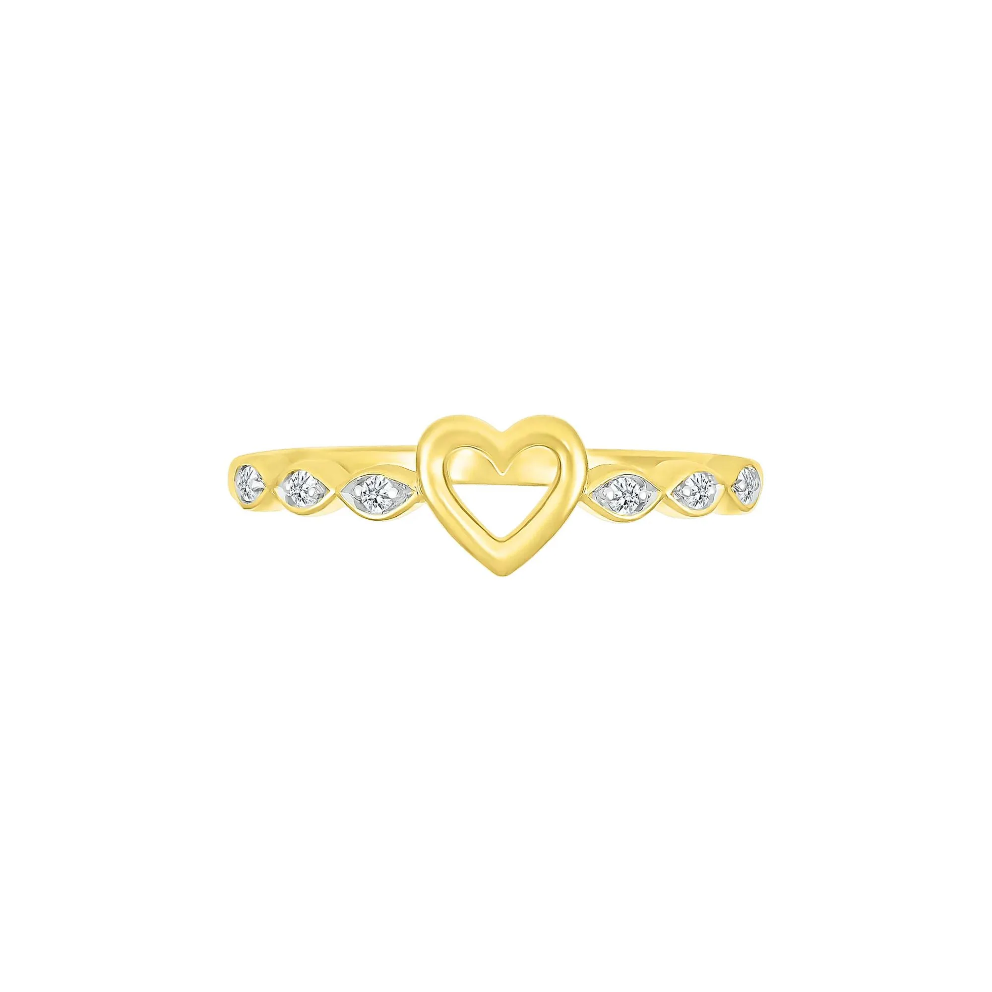 Diamond Accent Heart Ring 10K Yellow Gold Size 6.5 - Image 5