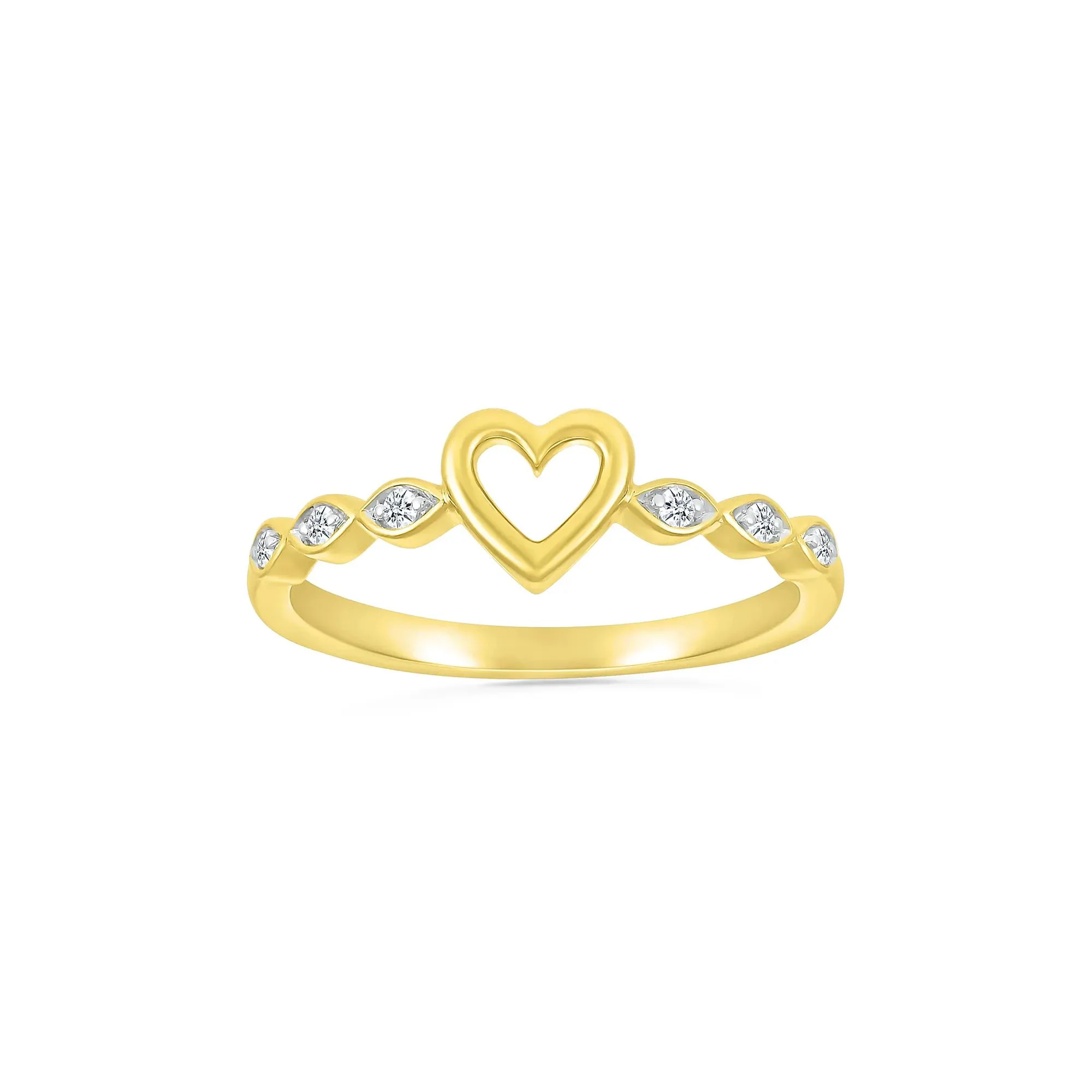 Diamond Accent Heart Ring 10K Yellow Gold Size 7.5