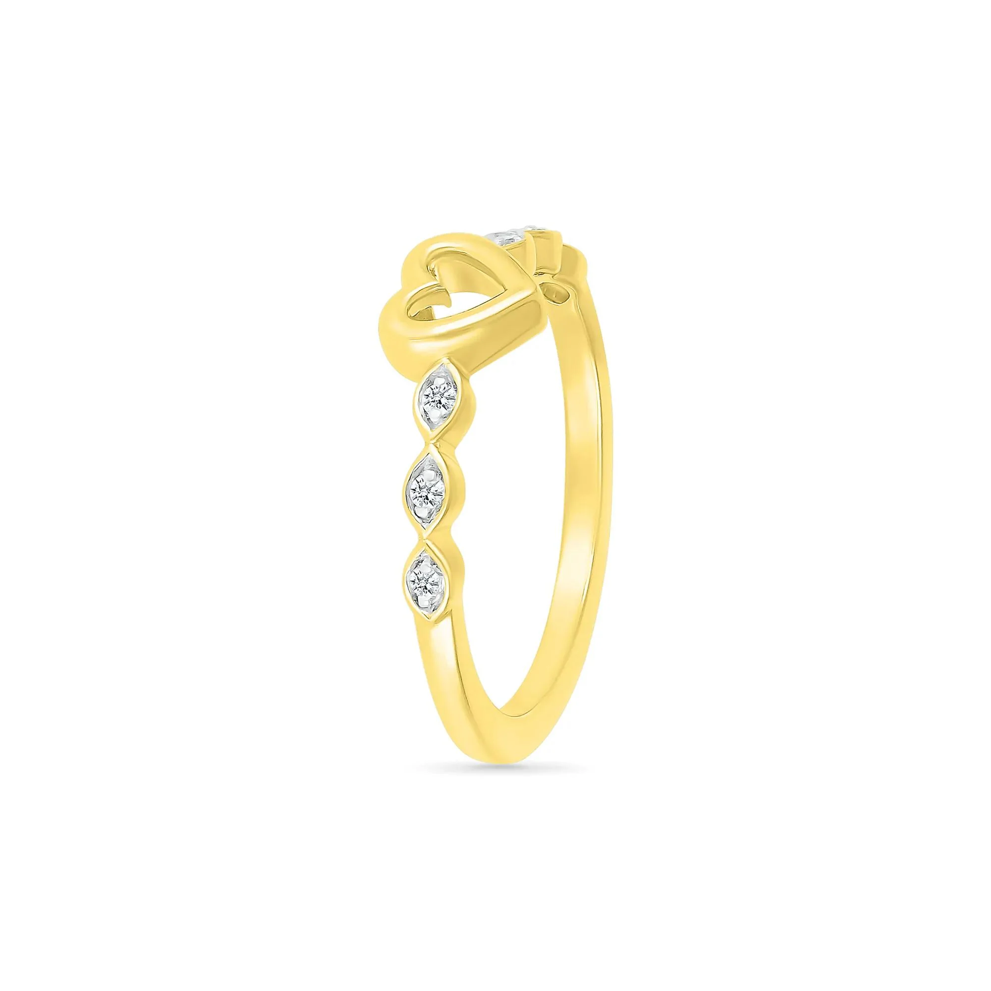 Diamond Accent Heart Ring 10K Yellow Gold Size 8 - Image 4