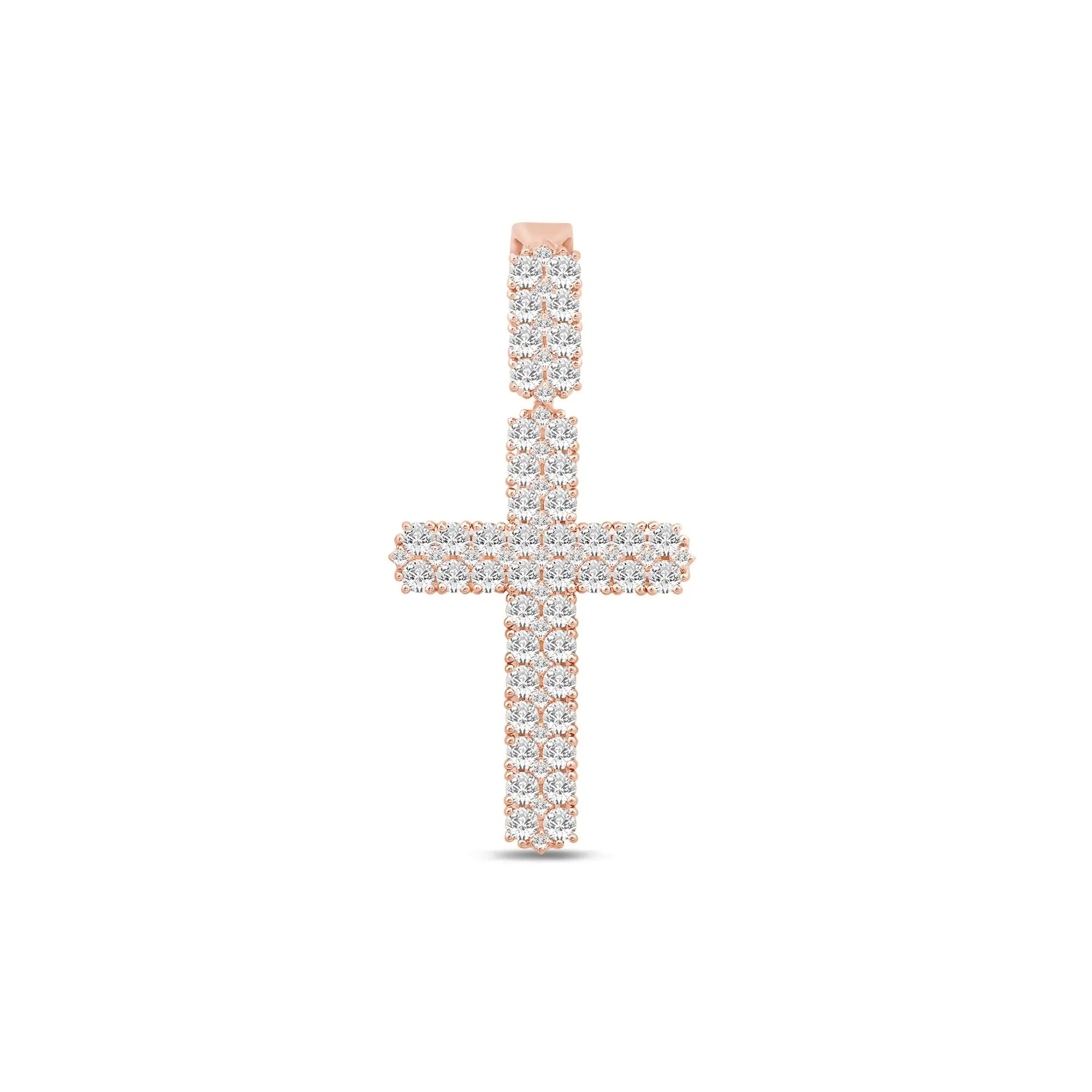 Lab Grown Diamond Cross Charm 10K Rose Gold (3 5/8) Size 52.00mm