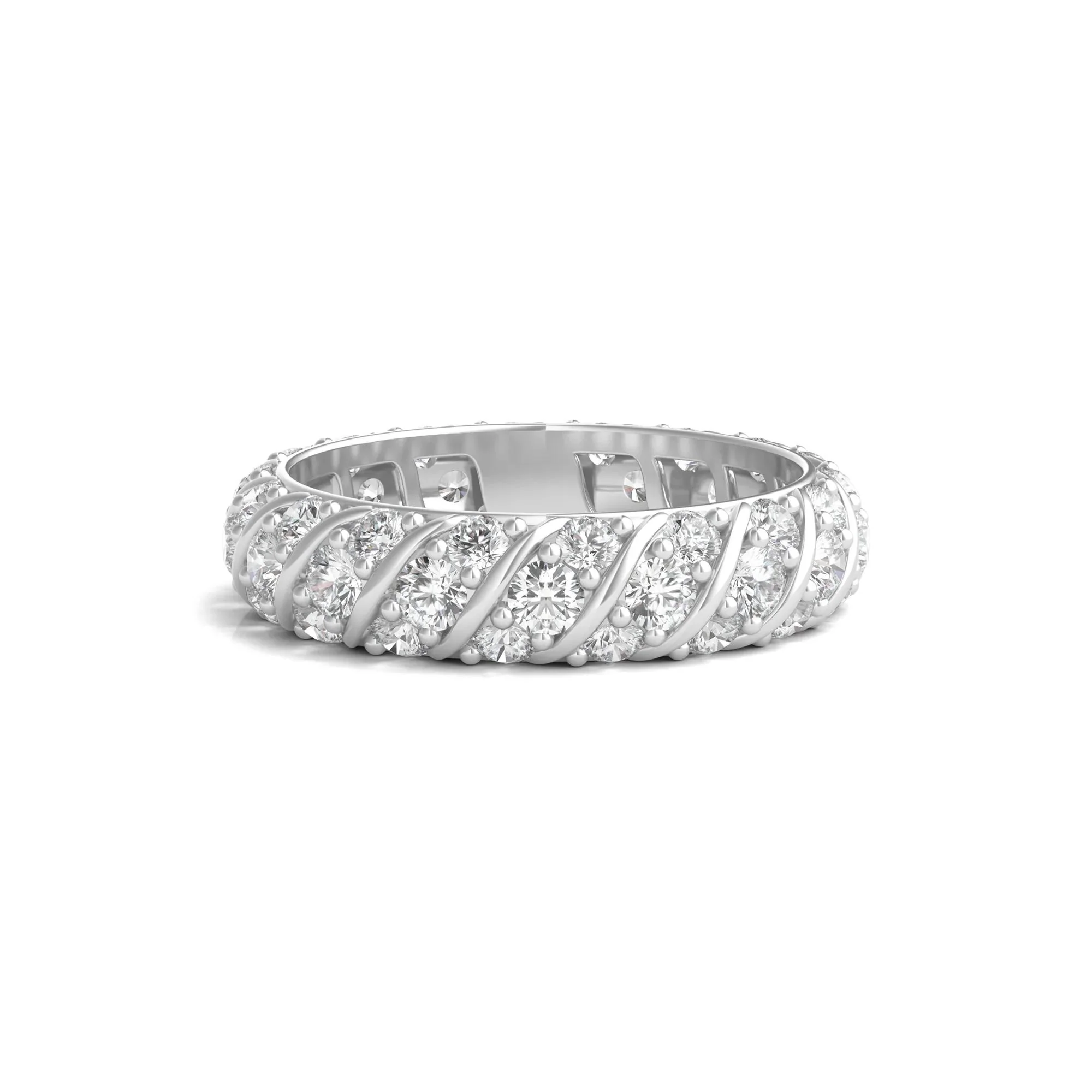 2 1/2 CT. Tw. Round-Cut Rolling Pave Lab Grown Diamond Eternity Band Ring 14K White Gold Size 4.5