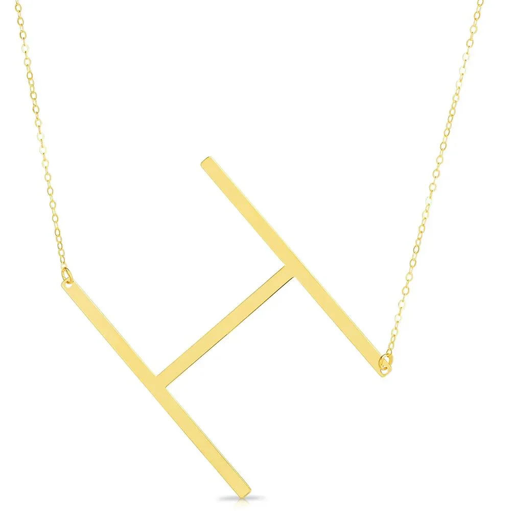 "h" Initial Necklace 14K Yellow Gold Size 18"