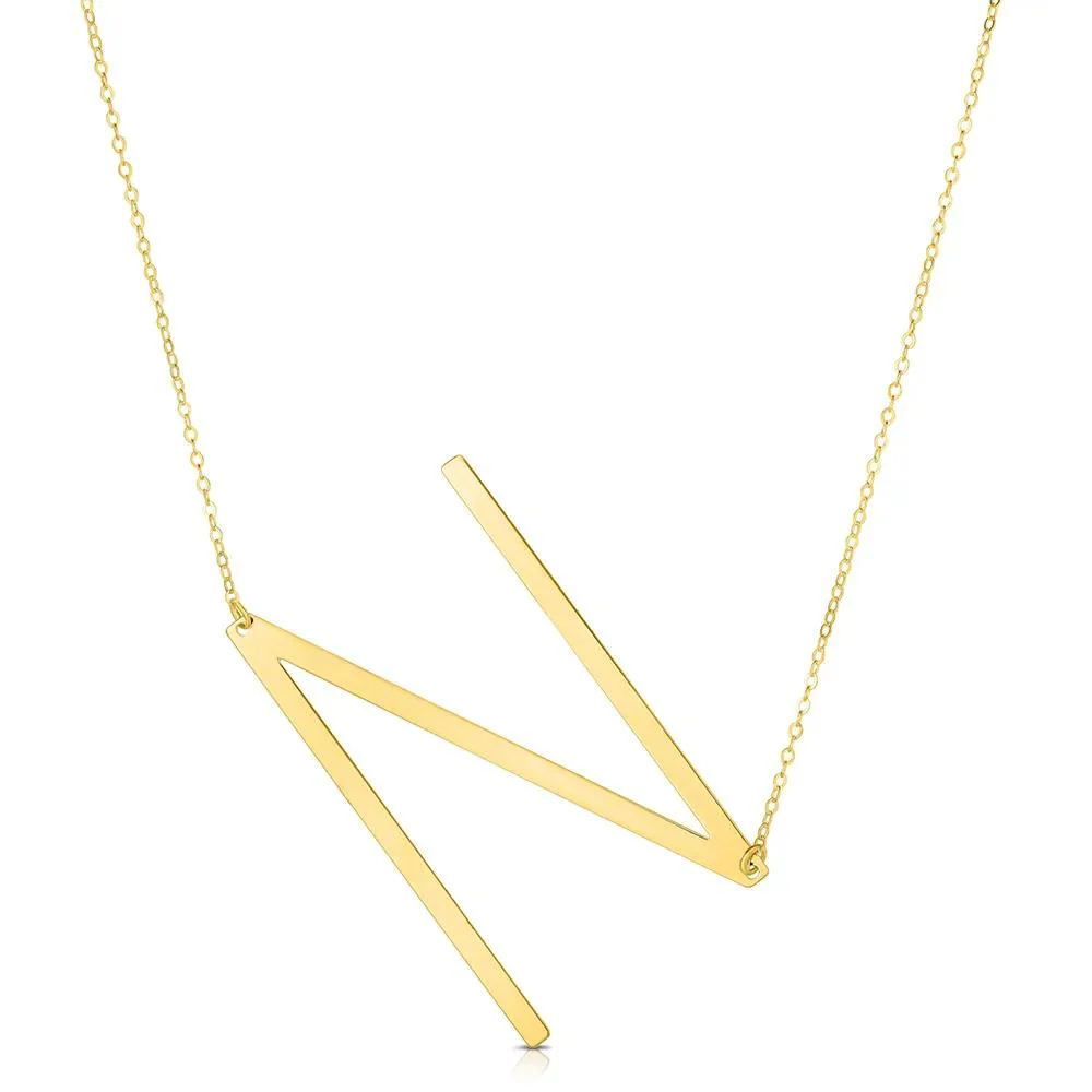 "n" Initial Necklace 14K Yellow Gold Size 18"