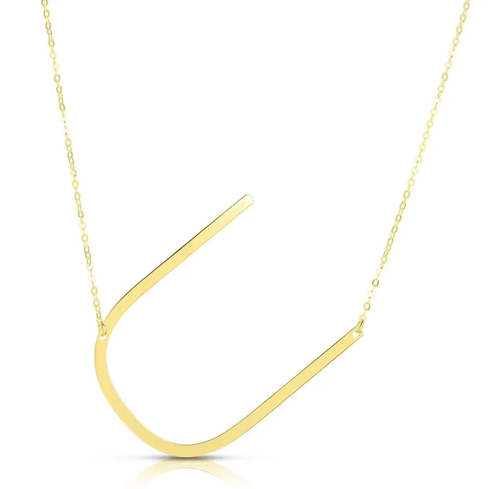 "u" Initial Necklace 14K Yellow Gold Size 18"