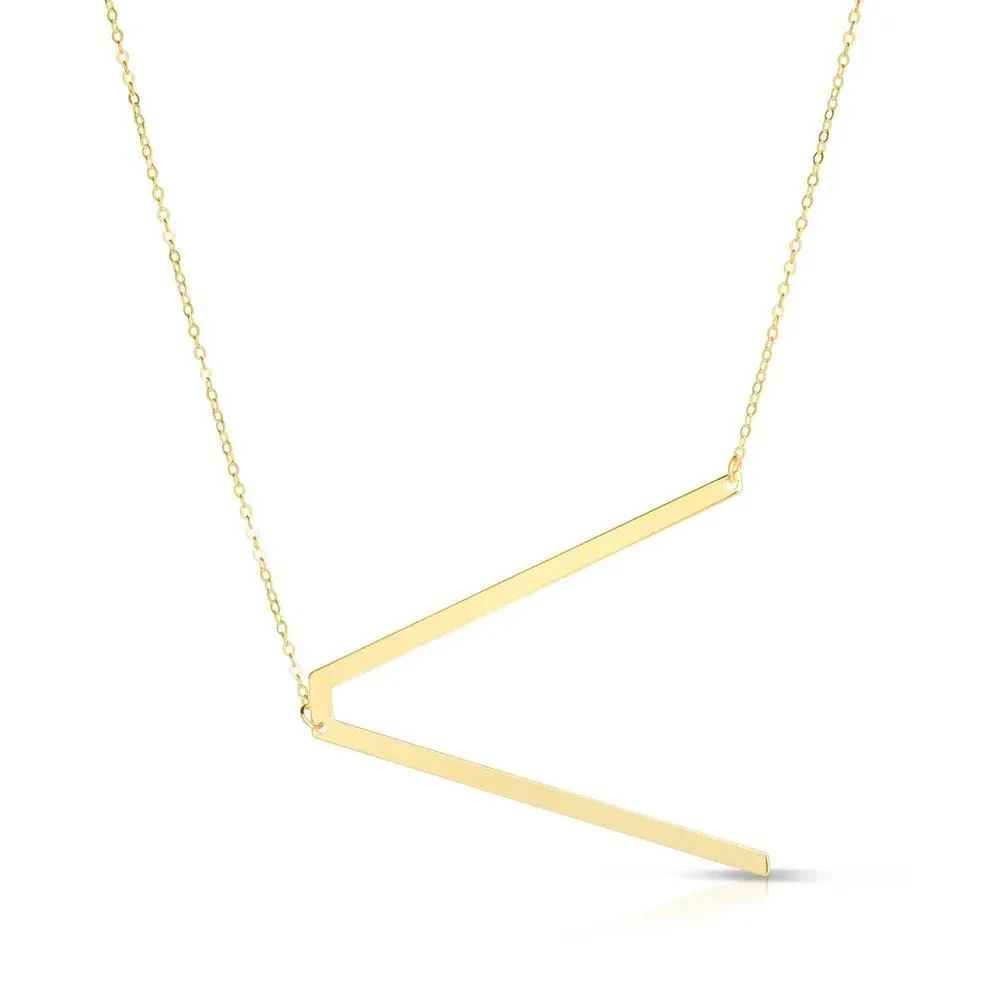 "v" Initial Necklace 14K Yellow Gold Size 18"