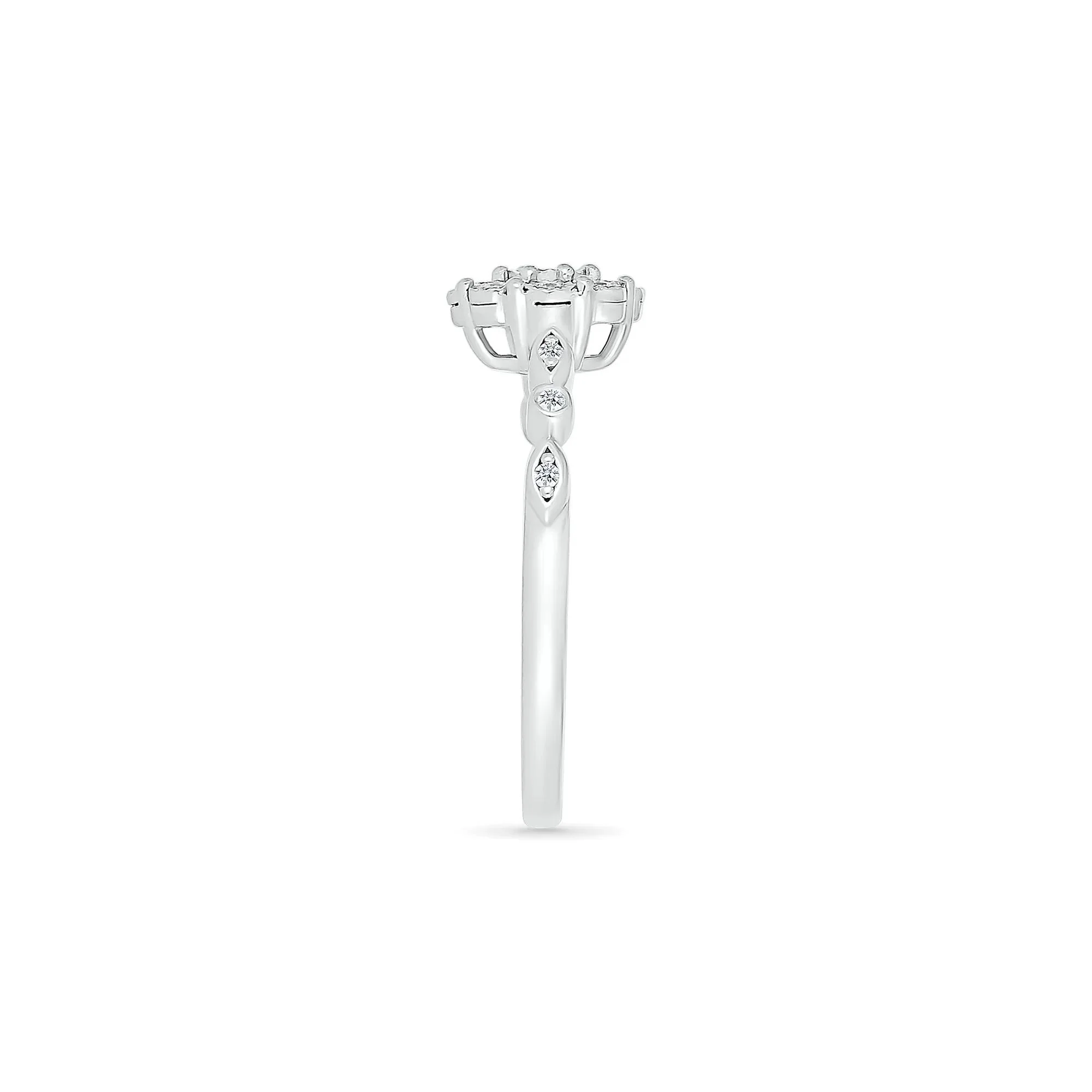 1/10 CT. Tw. Diamond Promise Ring .925 Sterling Silver Round Brilliant Cut White Size 6 - Image 3