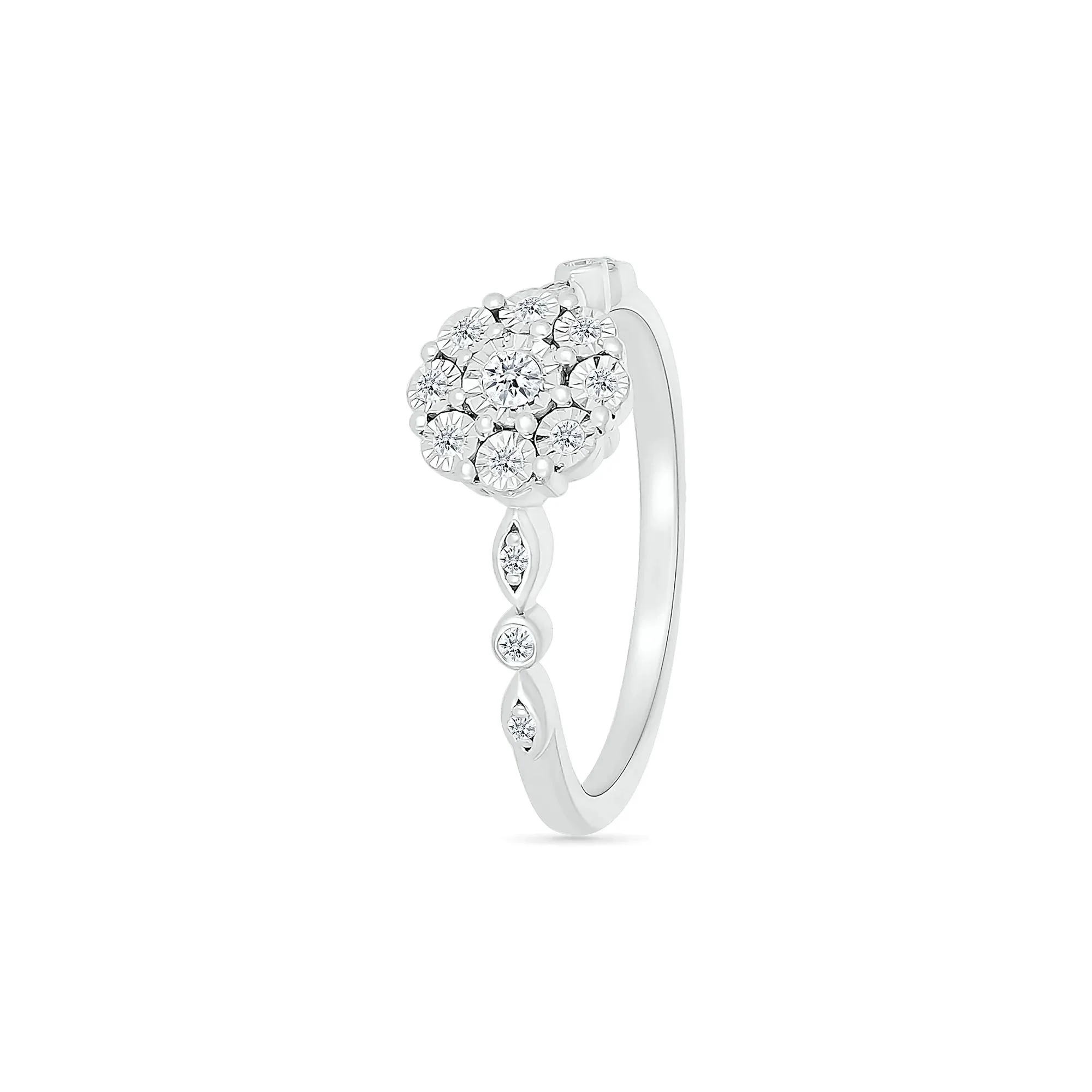 1/10 CT. Tw. Diamond Promise Ring .925 Sterling Silver Round Brilliant Cut White Size 6.5 - Image 4