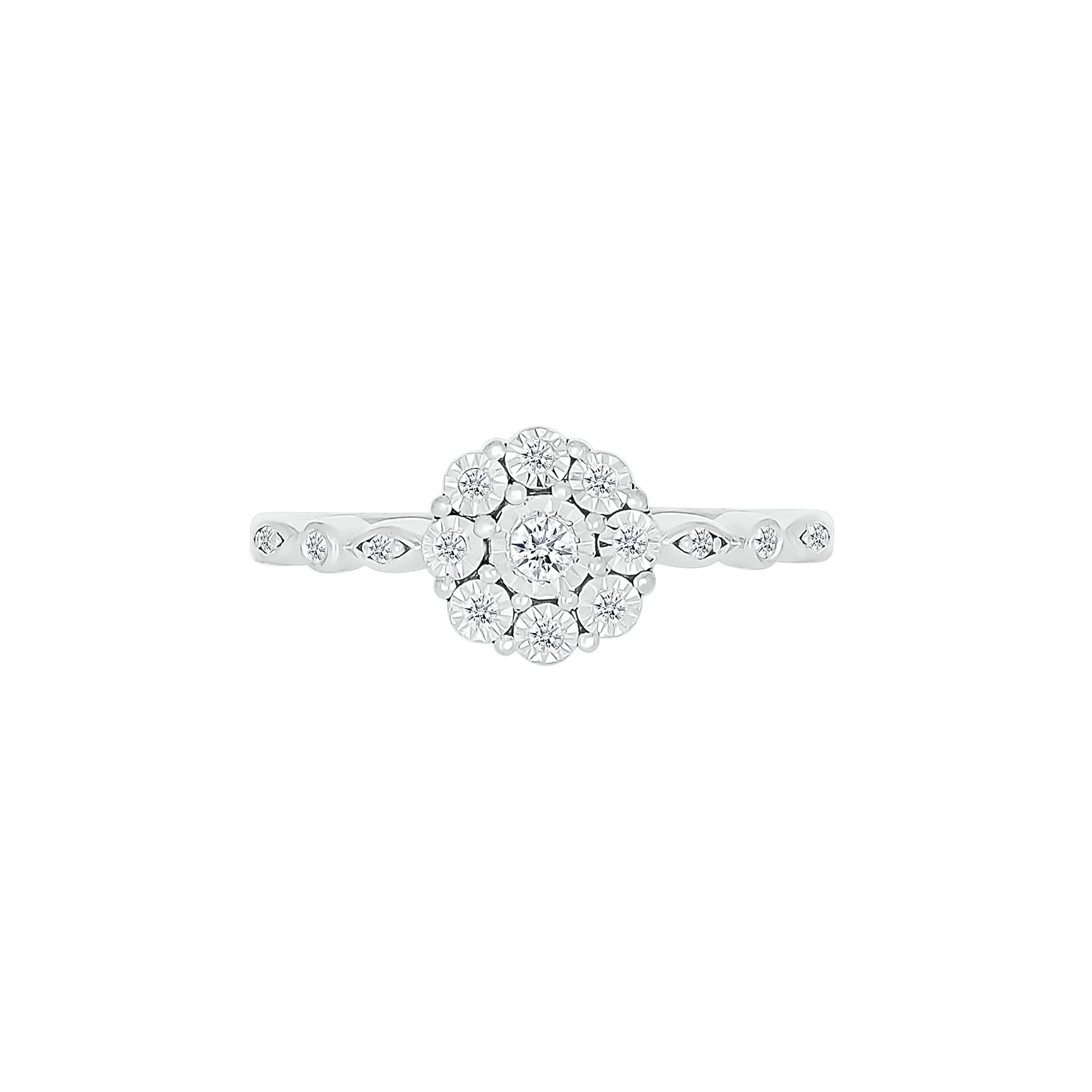 1/10 CT. Tw. Diamond Promise Ring .925 Sterling Silver Round Brilliant Cut White Size 7 - Image 5