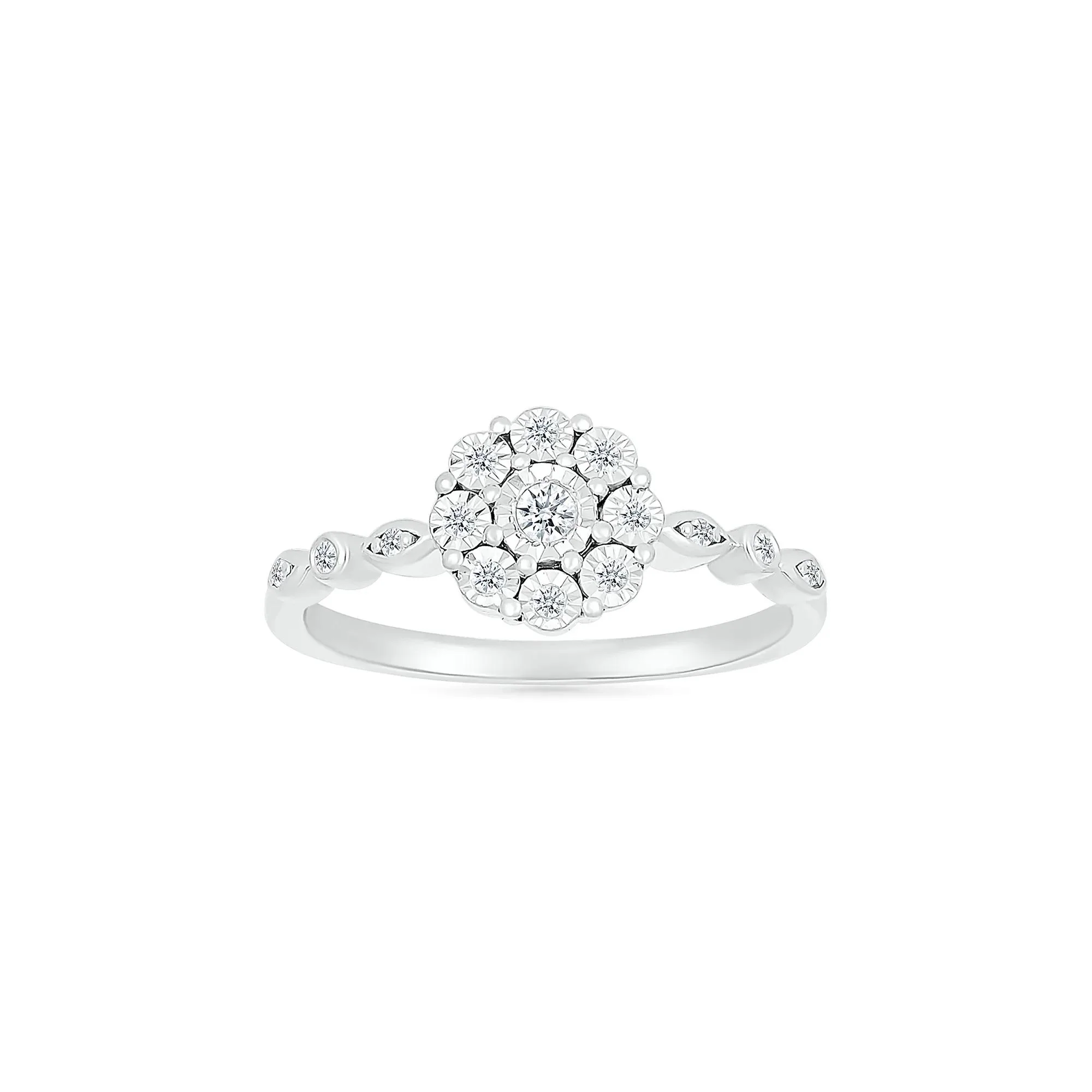 1/10 CT. Tw. Diamond Promise Ring .925 Sterling Silver Round Brilliant Cut White Size 8.5