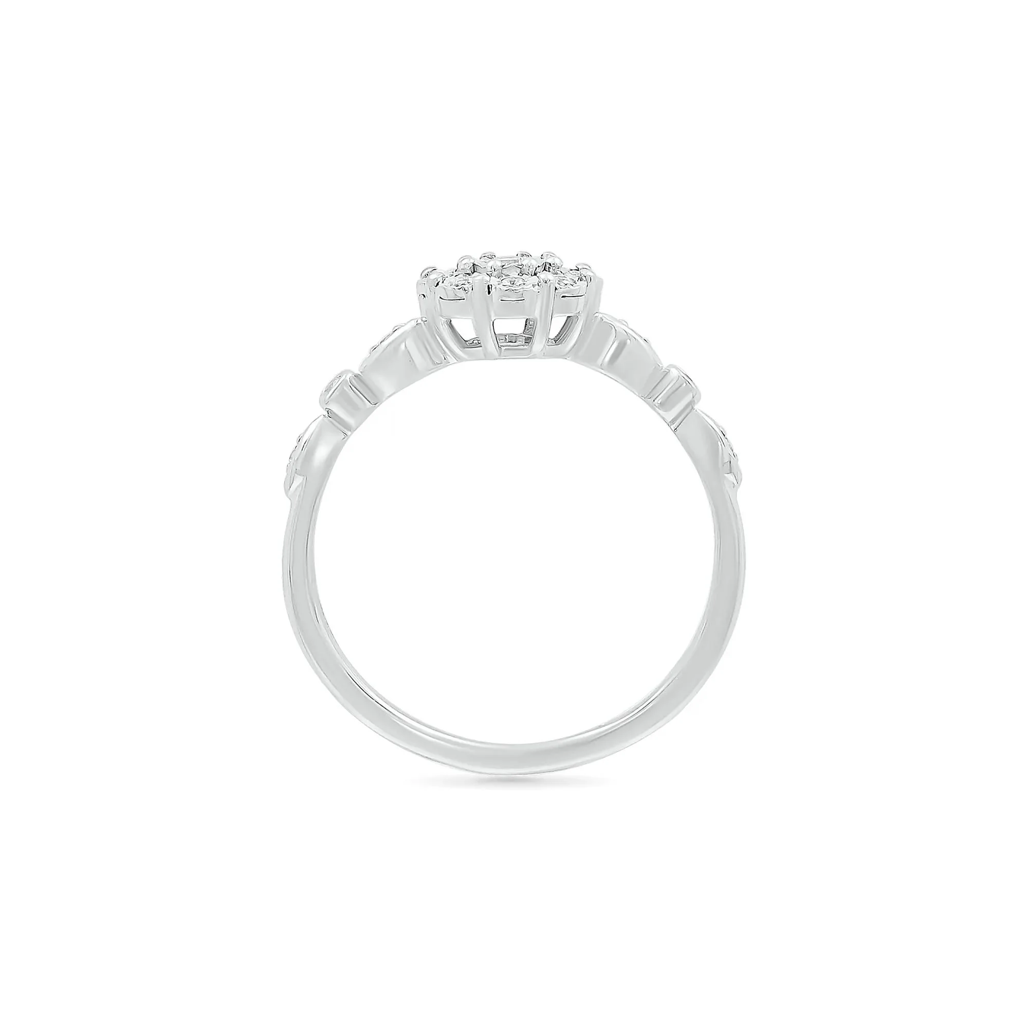 1/10 CT. Tw. Diamond Promise Ring .925 Sterling Silver Round Brilliant Cut White Size 9 - Image 2