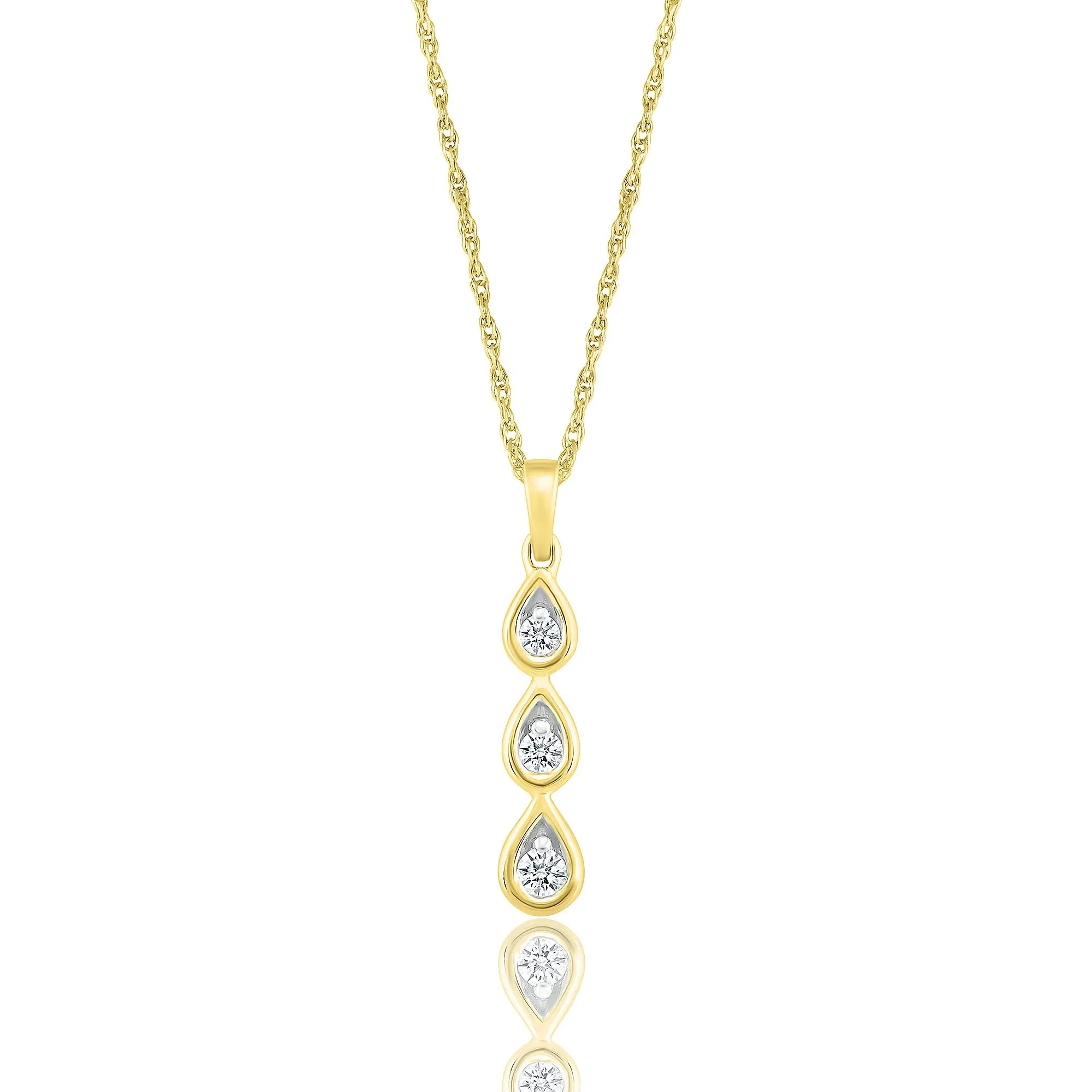 1/7 CT. Tw. Diamond Drop Pendant Necklace 10K Yellow Gold Size 18"