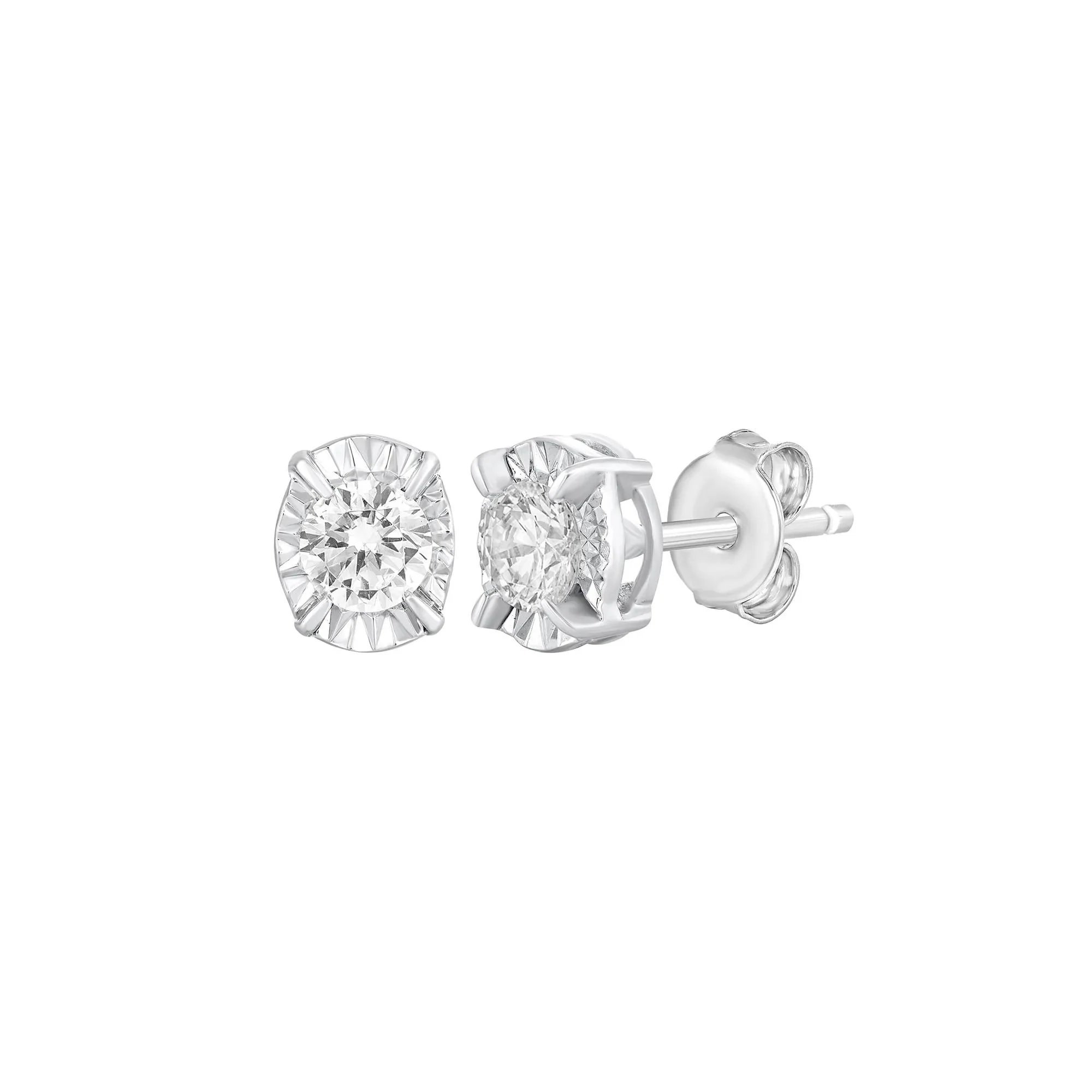 1/2 CT. Tw. Oval Diamond Stud Earrings 10K White Gold Size 6.50mm