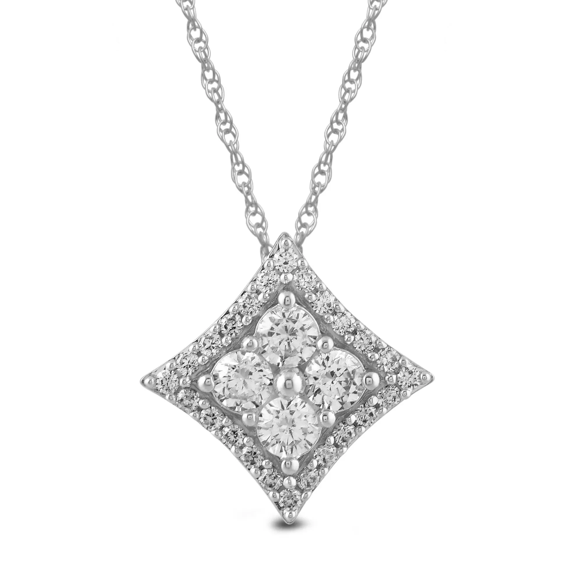 1/2 CT. Tw. Diamond Pendant Necklace 10K White Gold Size 18"